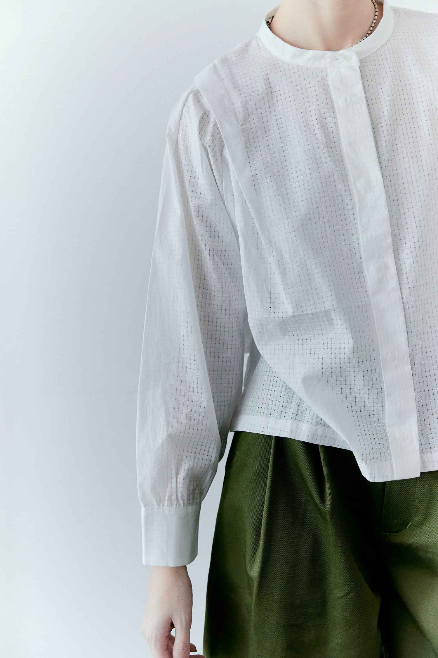 doux bleu ドビーチェックブラウス DB-2613-035