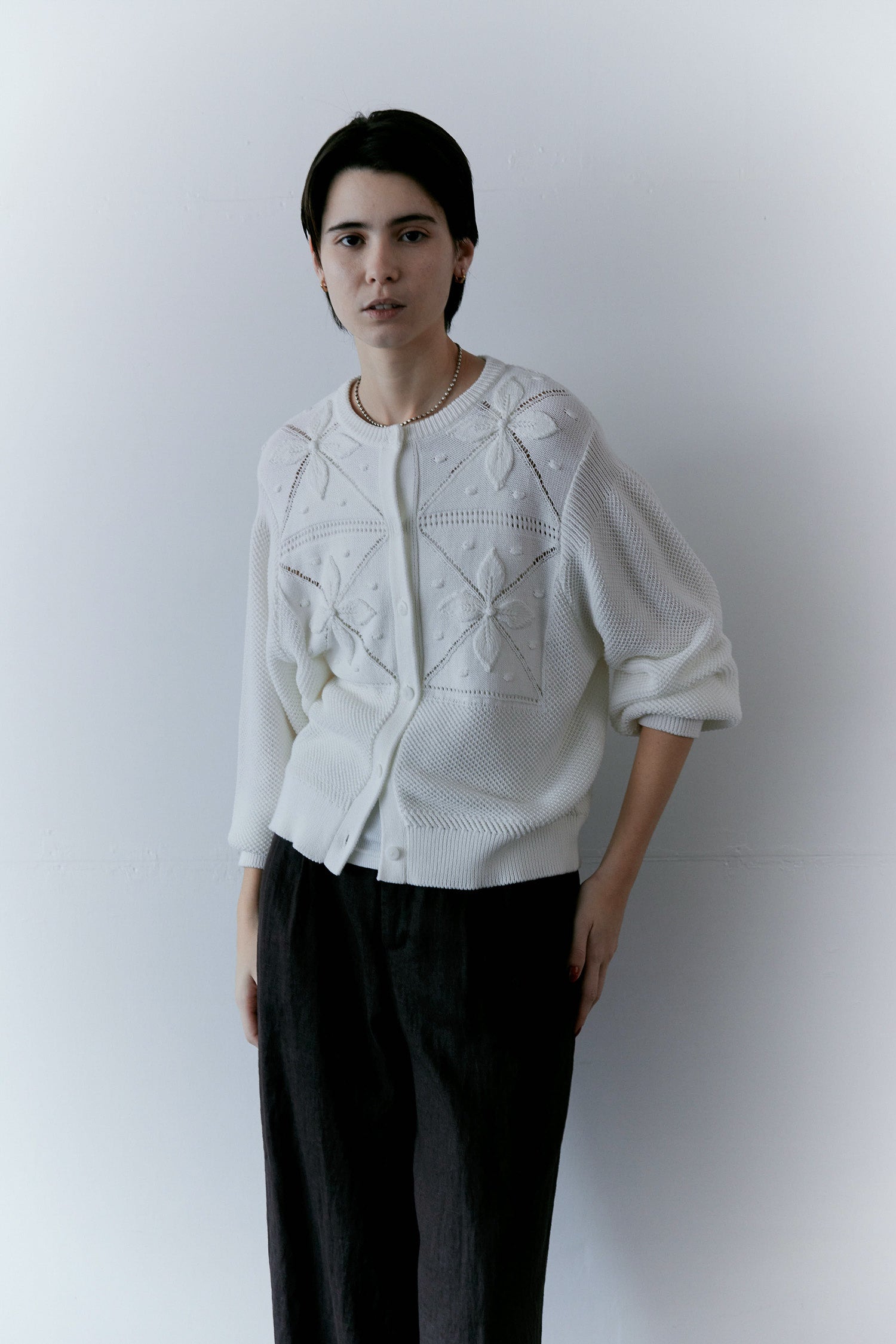 doux bleu クロシェモチーフ ニットカーディガン DB-2612-008