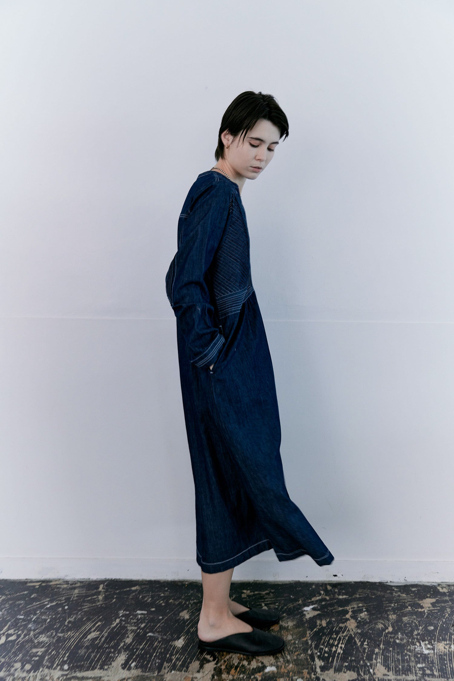 doux bleu ピンタックステッチ デニムワンピース DB-2614-013