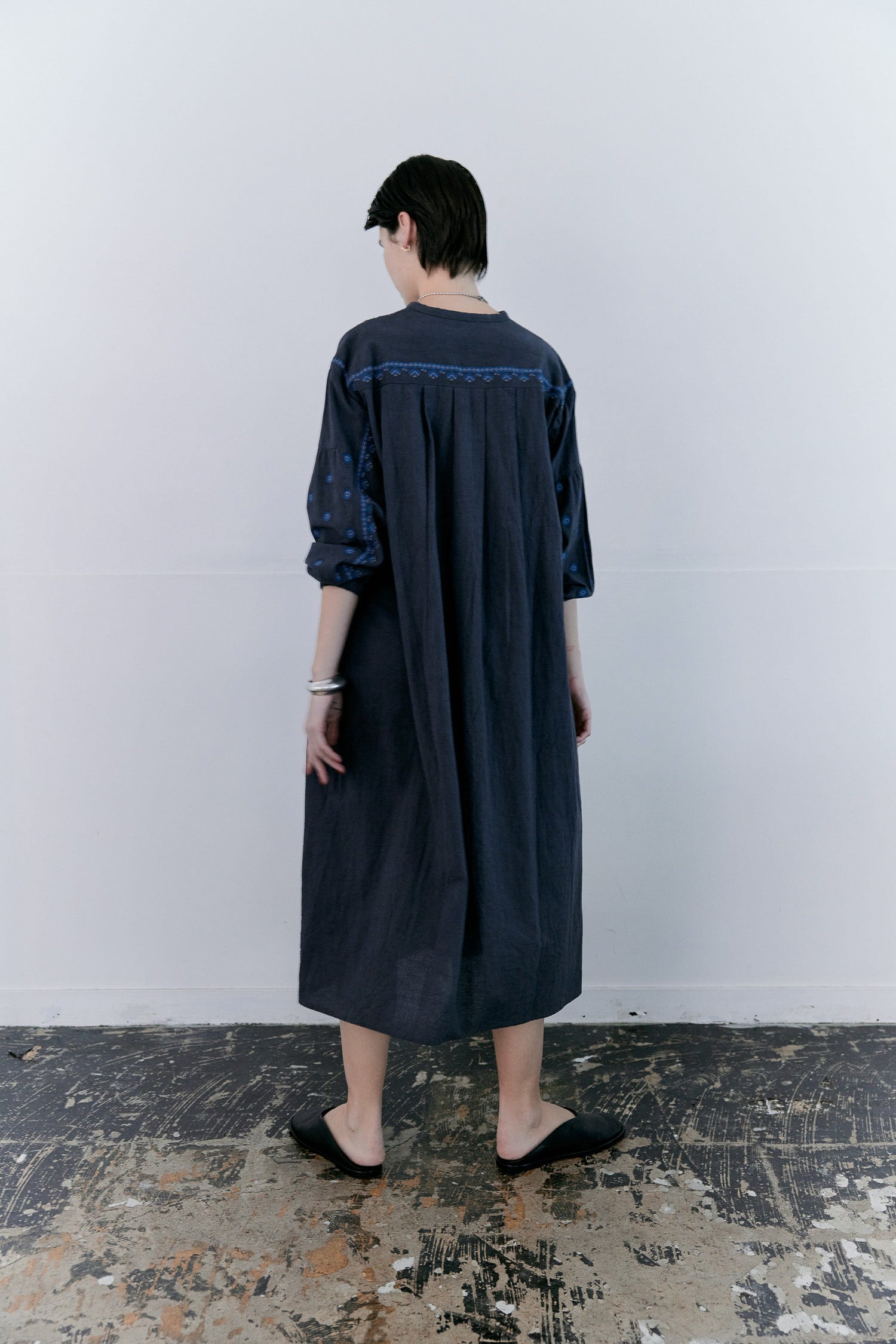 doux bleu C/L クロスステッチ刺繍 ヨークワンピース DB-2614-016