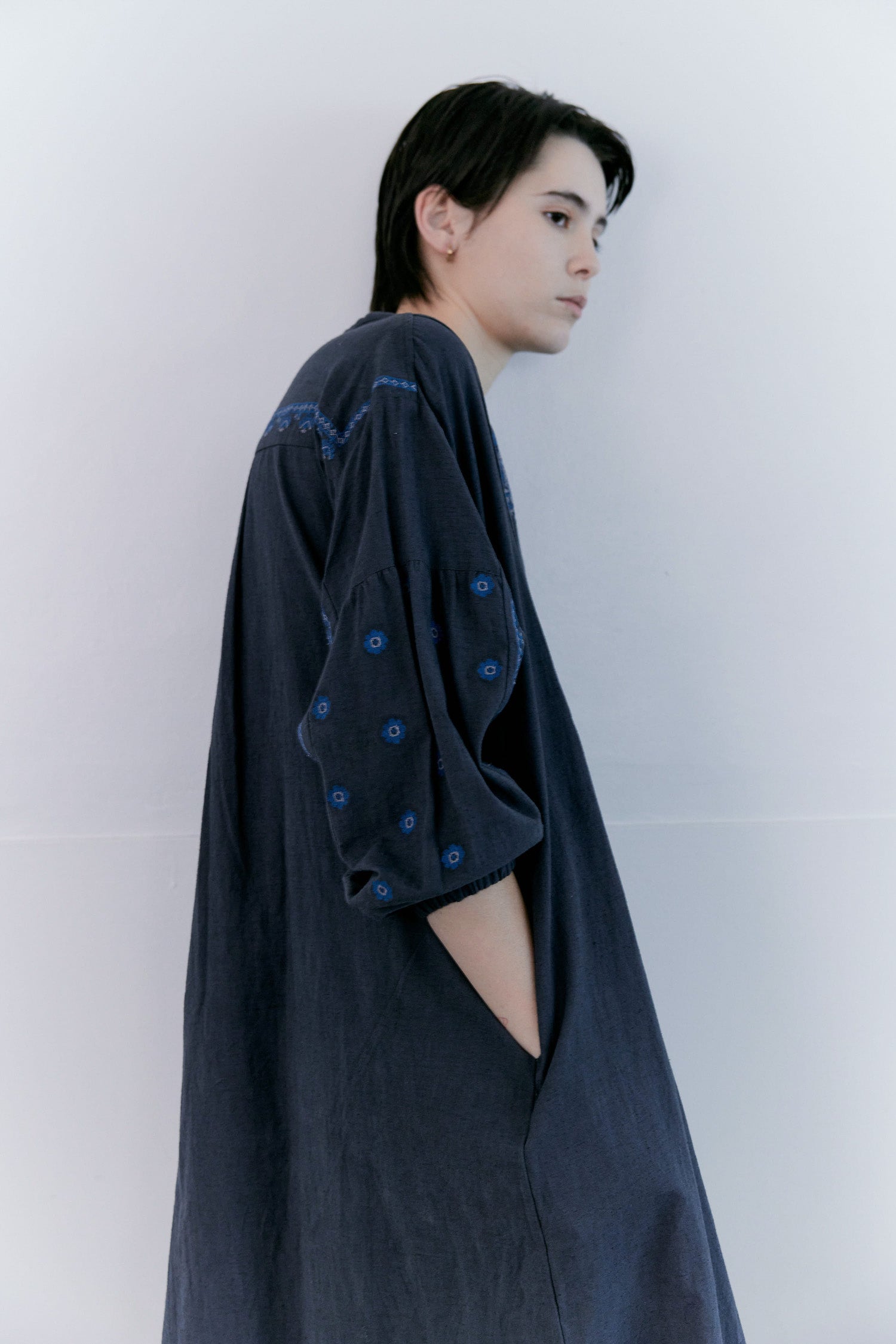 doux bleu C/L クロスステッチ刺繍 ヨークワンピース DB-2614-016
