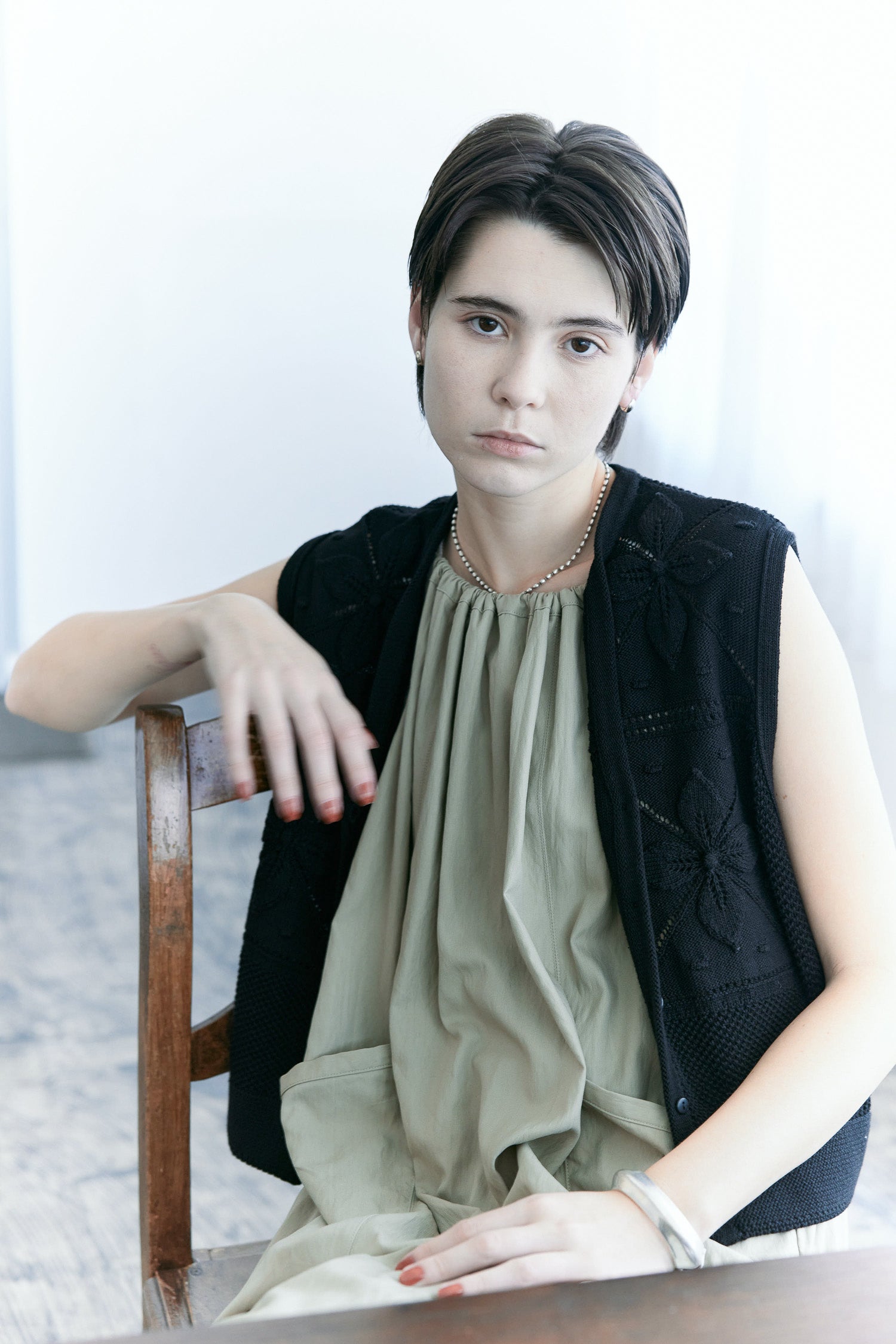 doux bleu クロシェモチーフ ニットベスト DB-2618-007