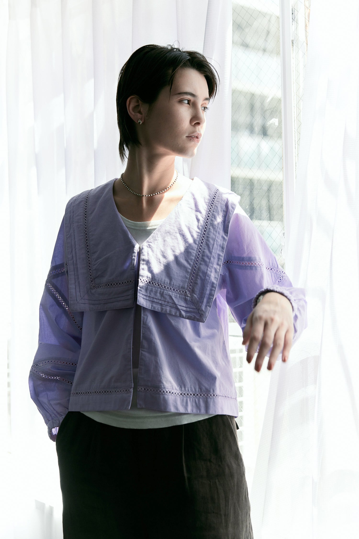 doux bleu スクエアミディカラーブラウス DB-2613-019