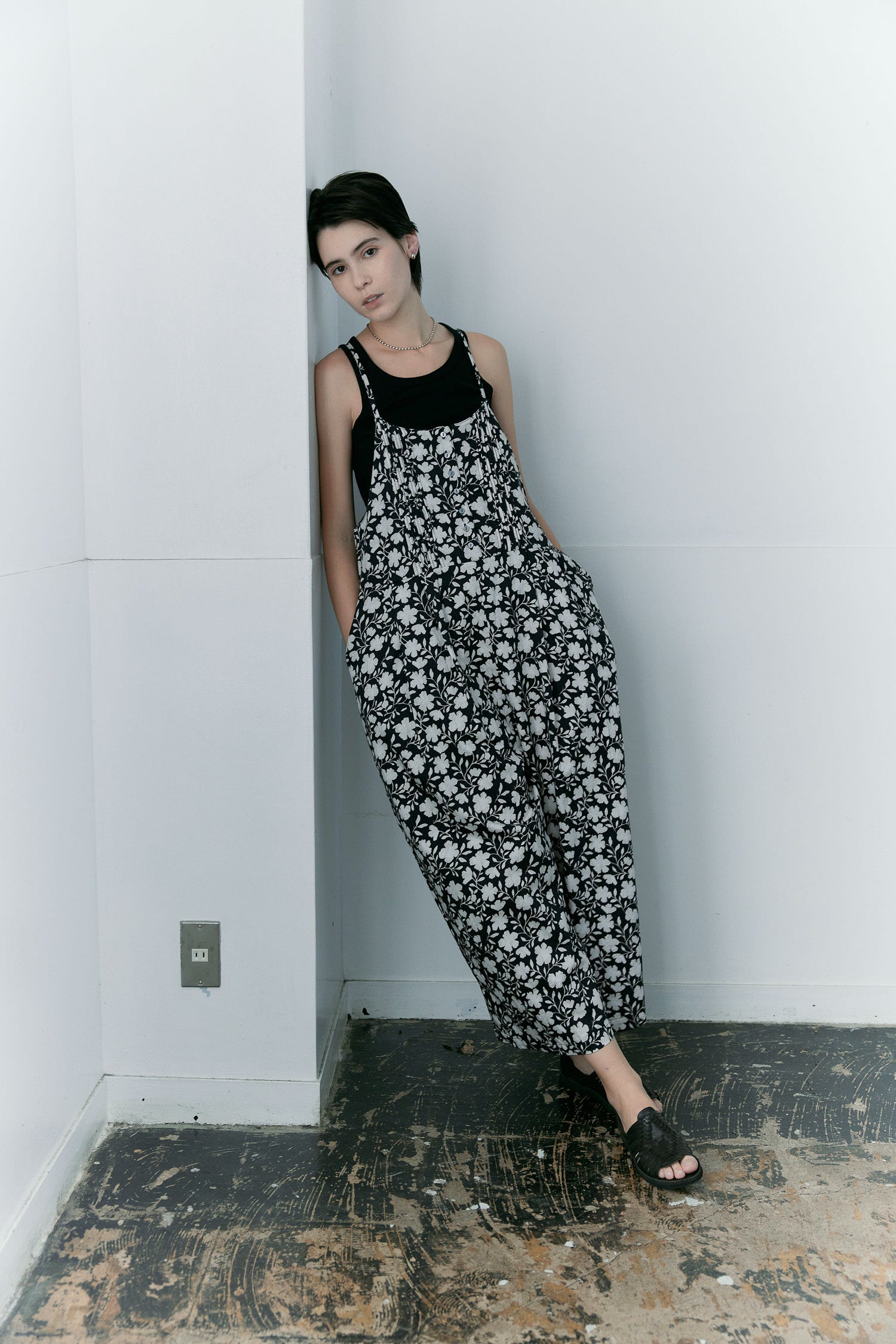 doux bleu フラワーモダンプリント サロペット DB-2615-023