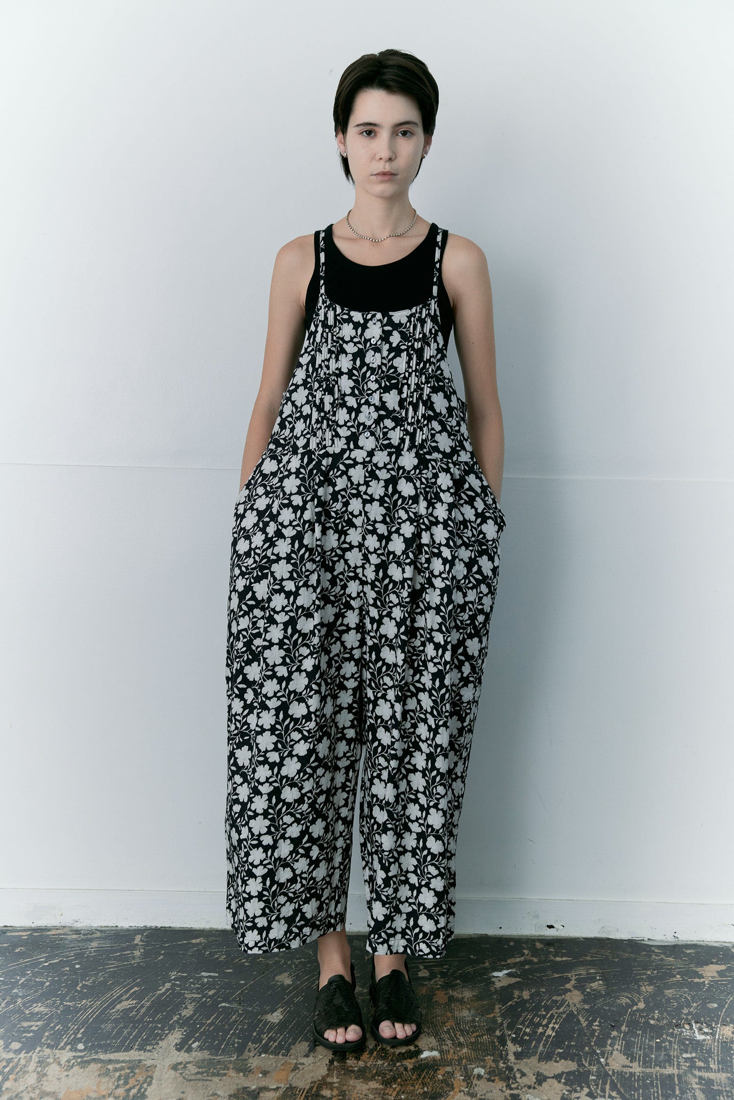 doux bleu フラワーモダンプリント サロペット DB-2615-023