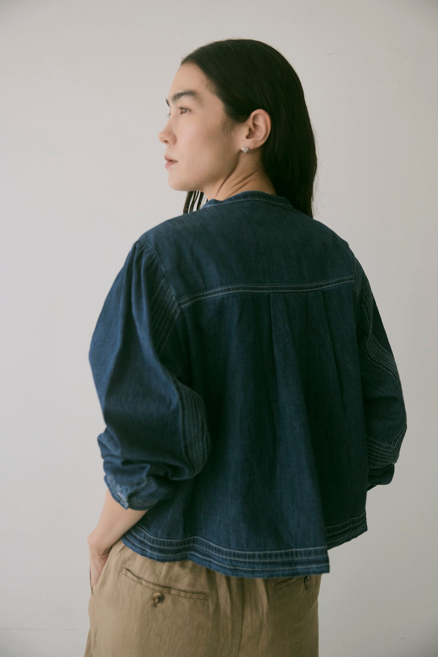 doux bleu ピンタックステッチ デニムシャツ DB-2663-068