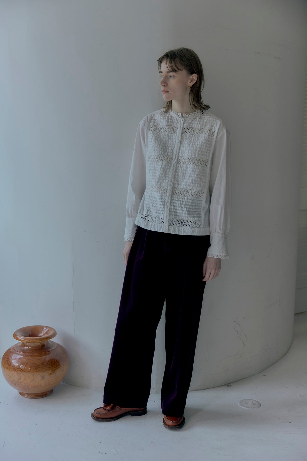 doux bleu コットンキャンブリック 刺繍レースブラウス DB-2653-051