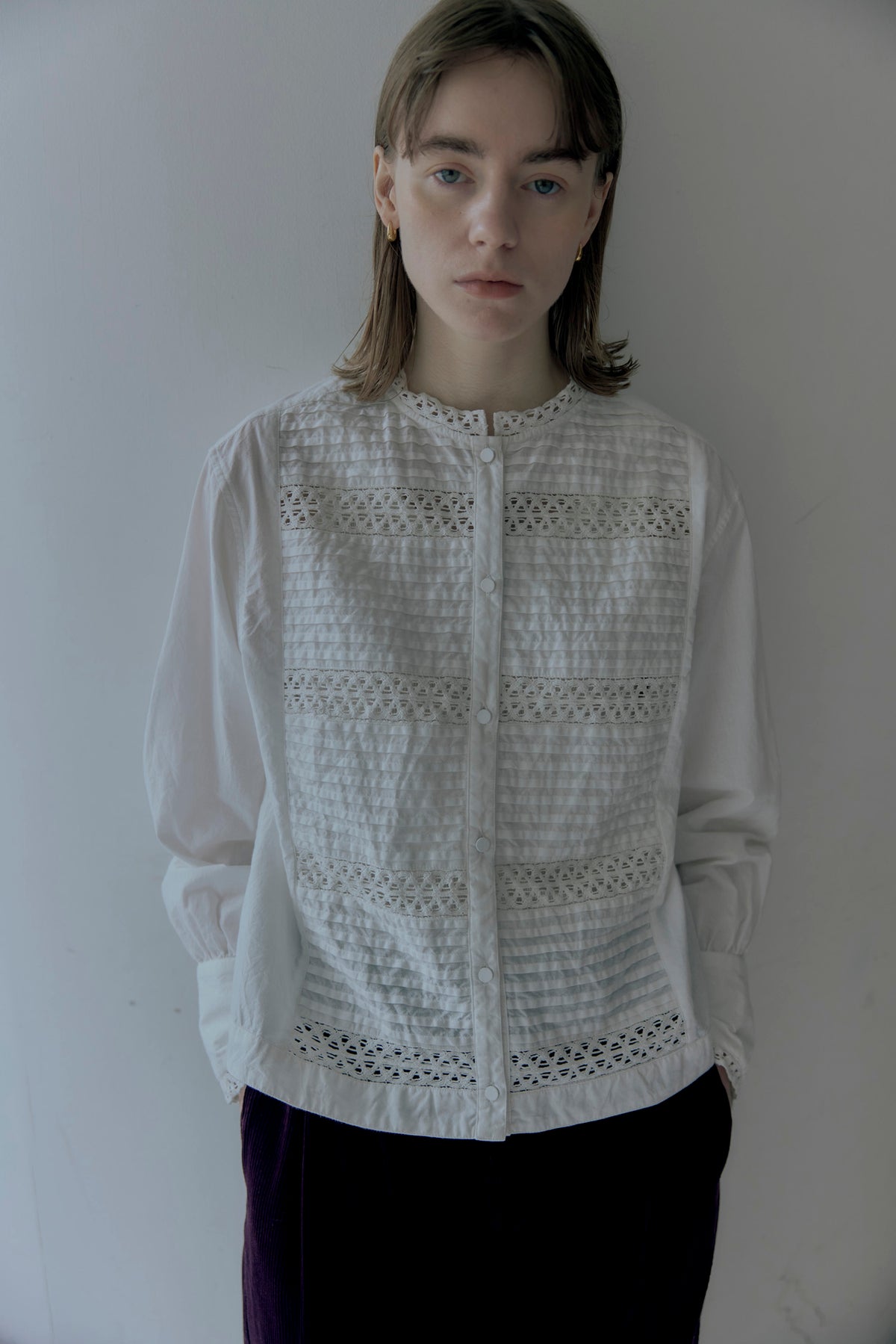 doux bleu コットンキャンブリック 刺繍レースブラウス DB-2653-051