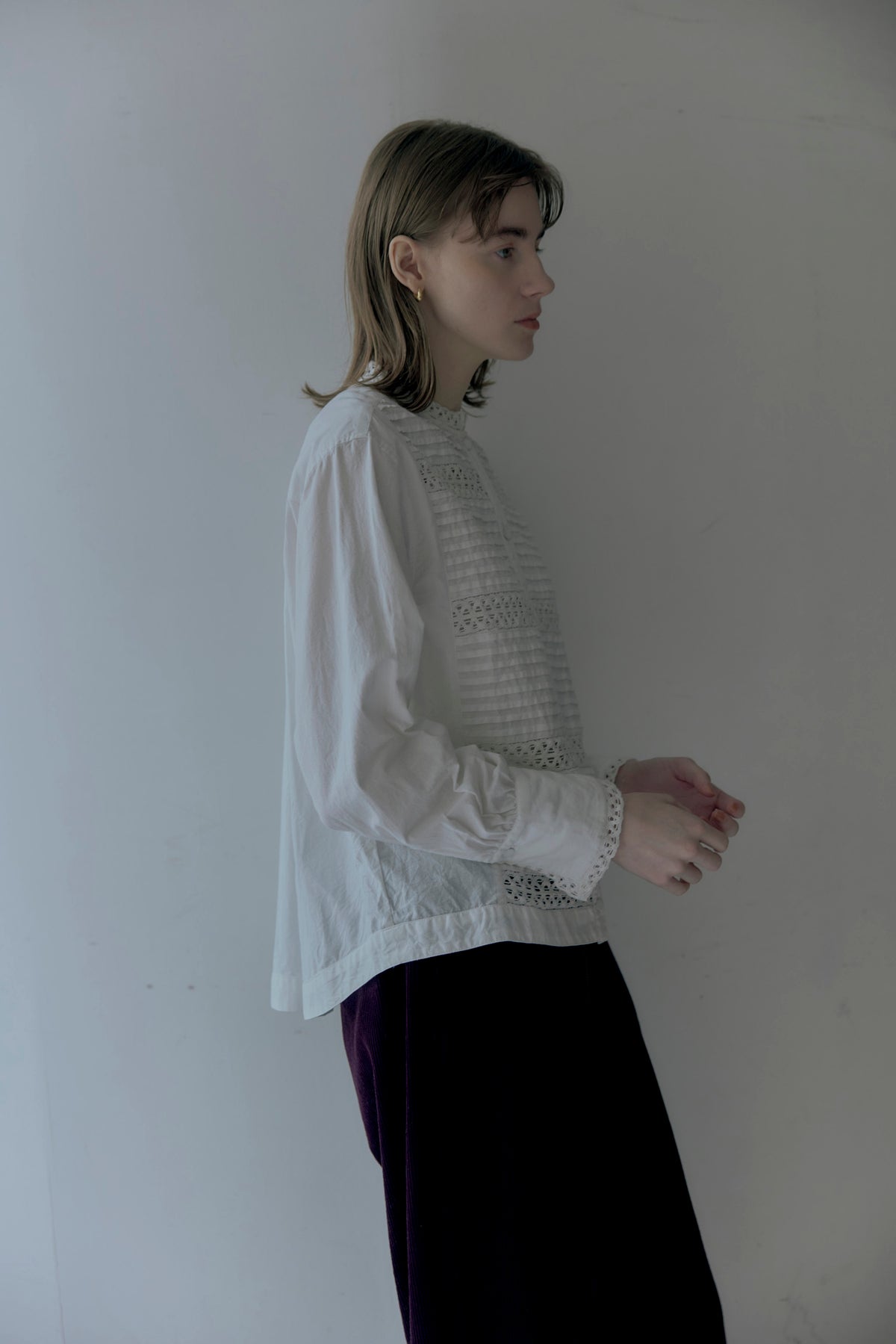 doux bleu コットンキャンブリック 刺繍レースブラウス DB-2653-051