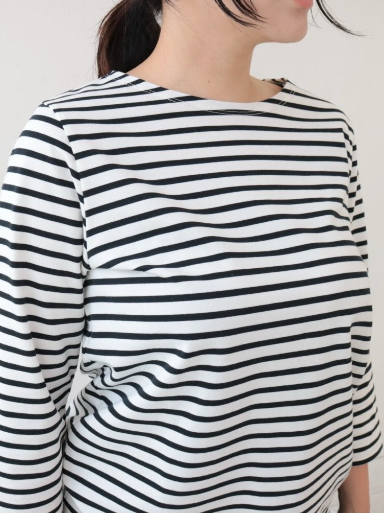 YARRA NEU 高機能コットン7分袖Tシャツ(ボーダー) NU-5611-404