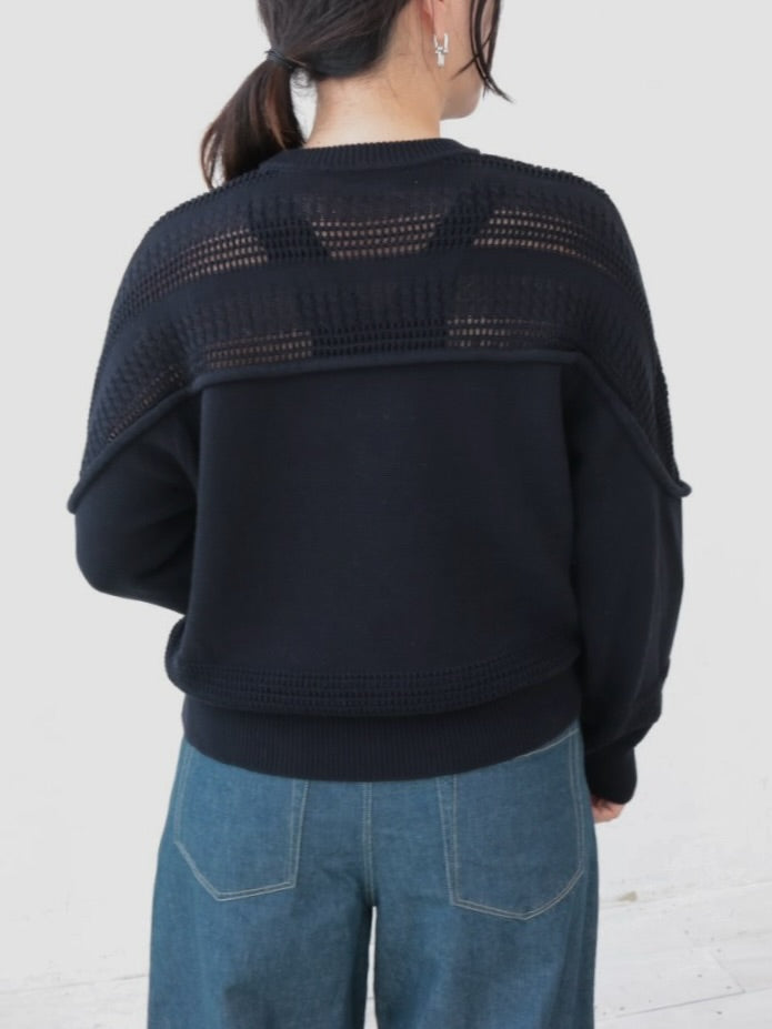 YARRA NEU 透かし編みヨークニットプルオーバー NU-5612-407