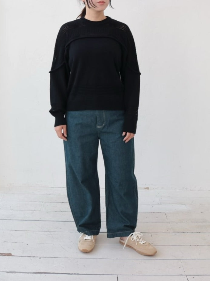 YARRA NEU 透かし編みヨークニットプルオーバー NU-5612-407