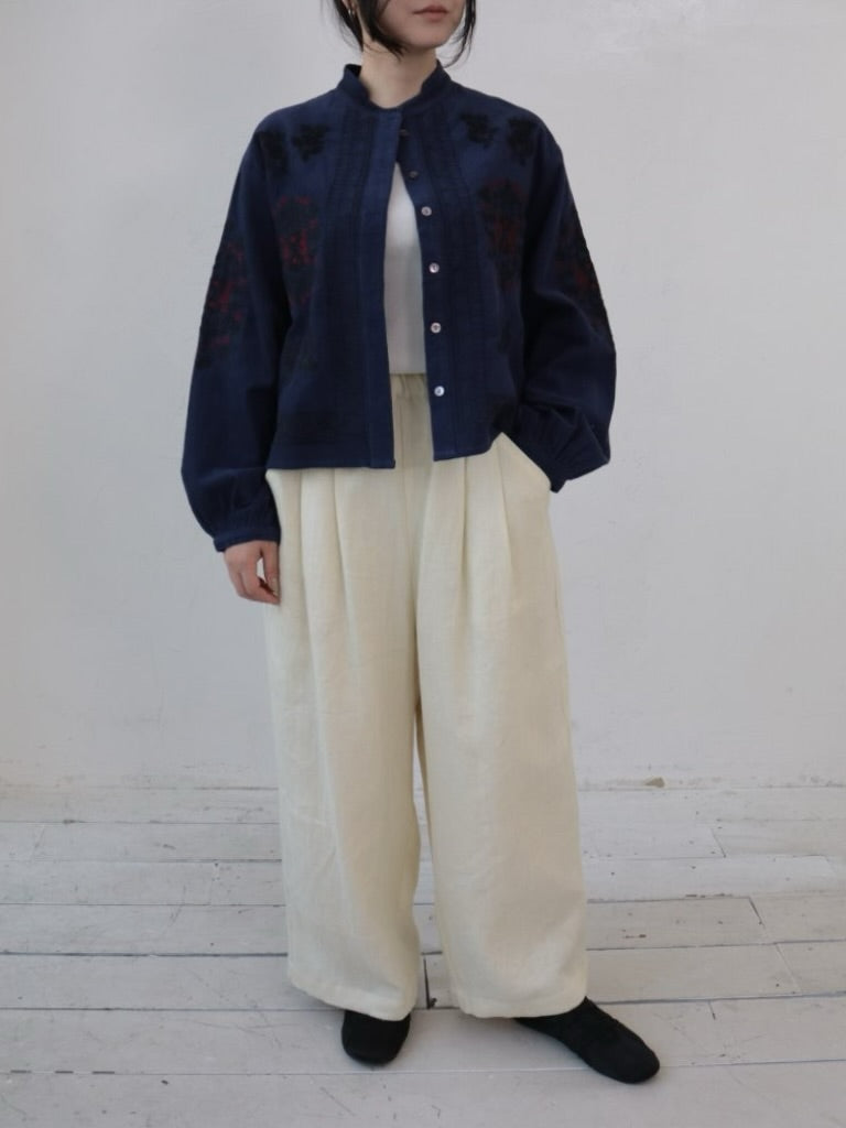 YARRA 綿麻デザインタックパンツ YR-1555-266