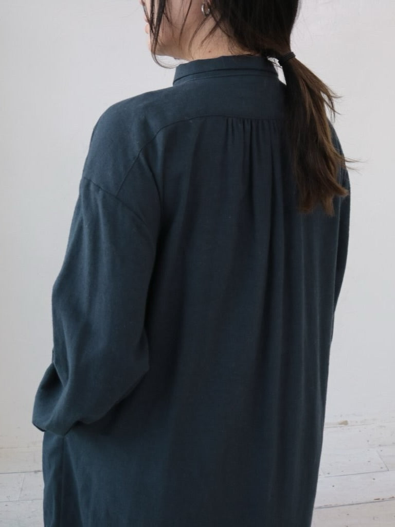 YARRA オリジナルツイルちび衿ギャザーワンピース YR-1554-249