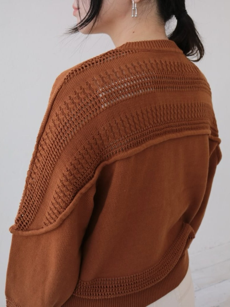 YARRA NEU 透かし編みヨークニットプルオーバー NU-5612-407