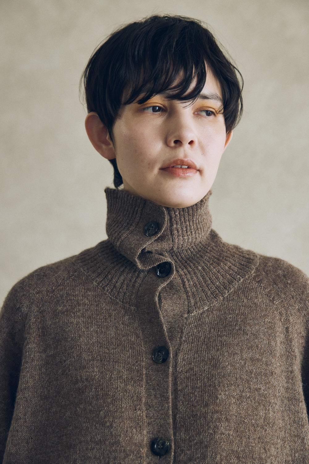 YARRA NEU ペルーアルパカニットタートルカーディガン NU-5542-407