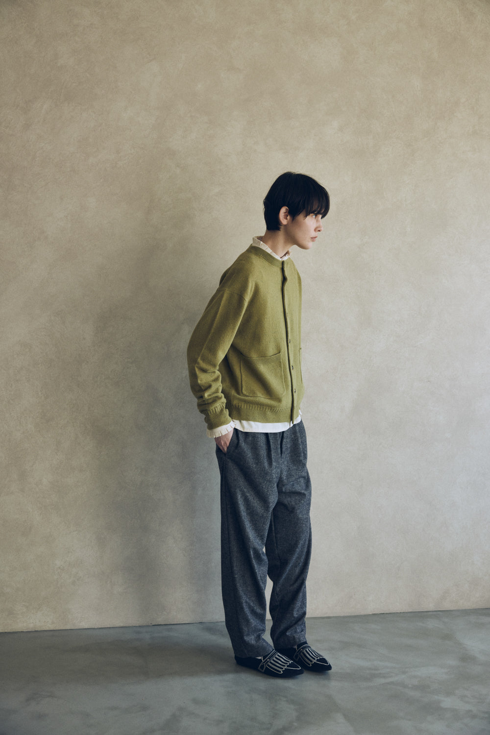 YARRA NEU カラーネップメリノニットカーディガン NU-5552-420