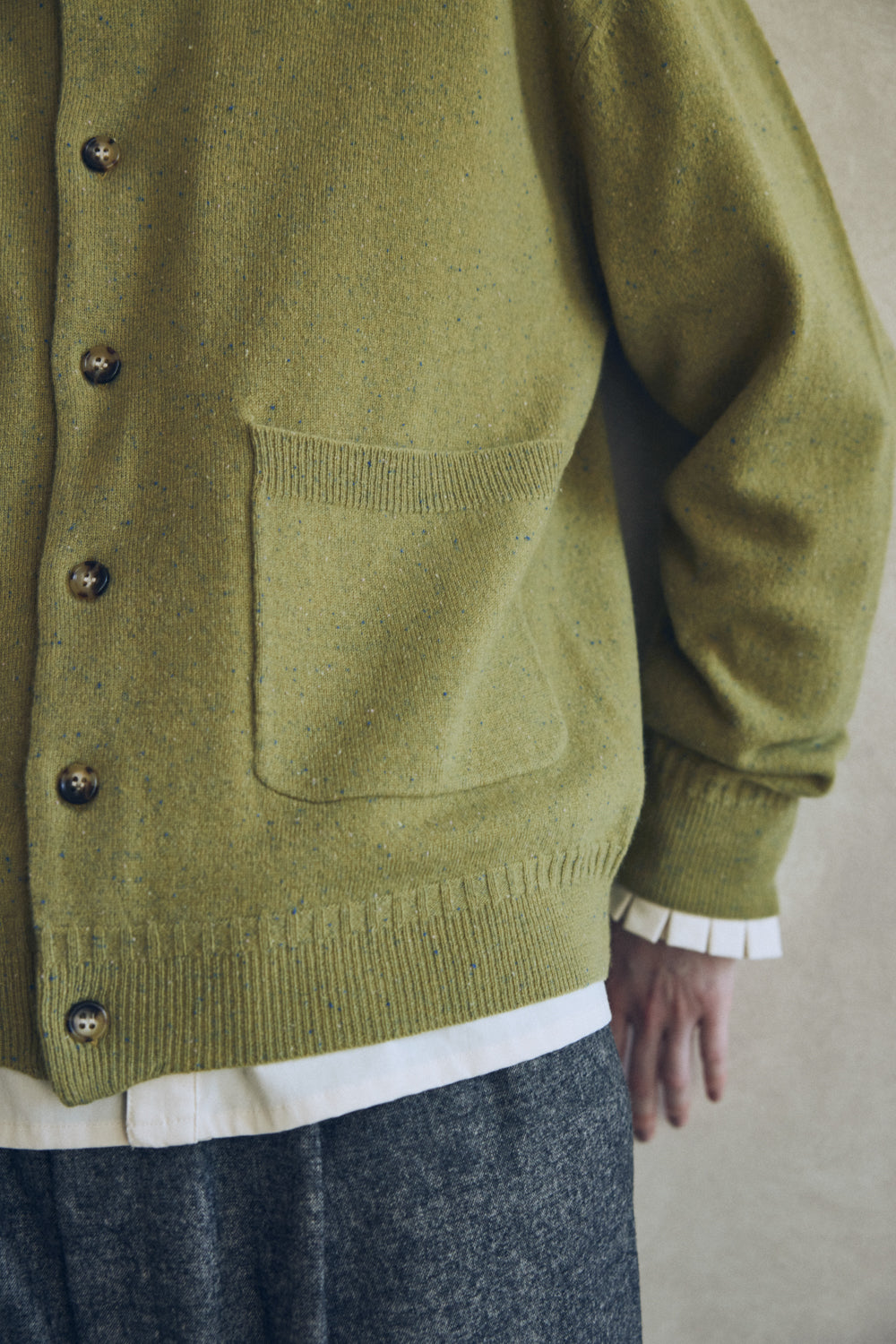 YARRA NEU カラーネップメリノニットカーディガン NU-5552-420