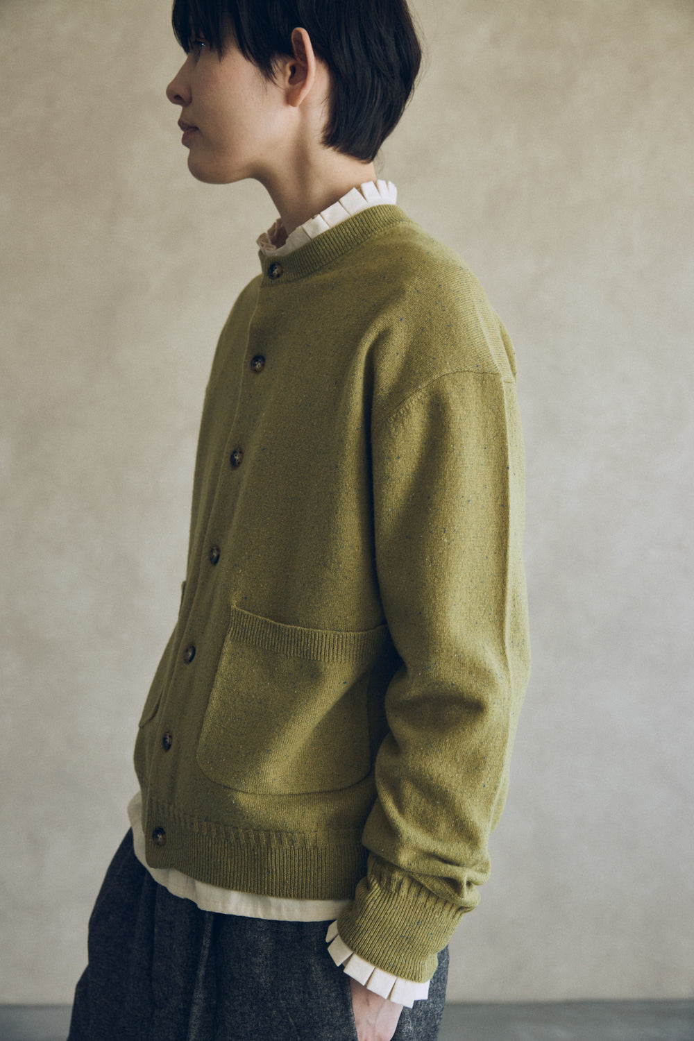 YARRA NEU カラーネップメリノニットカーディガン NU-5552-420