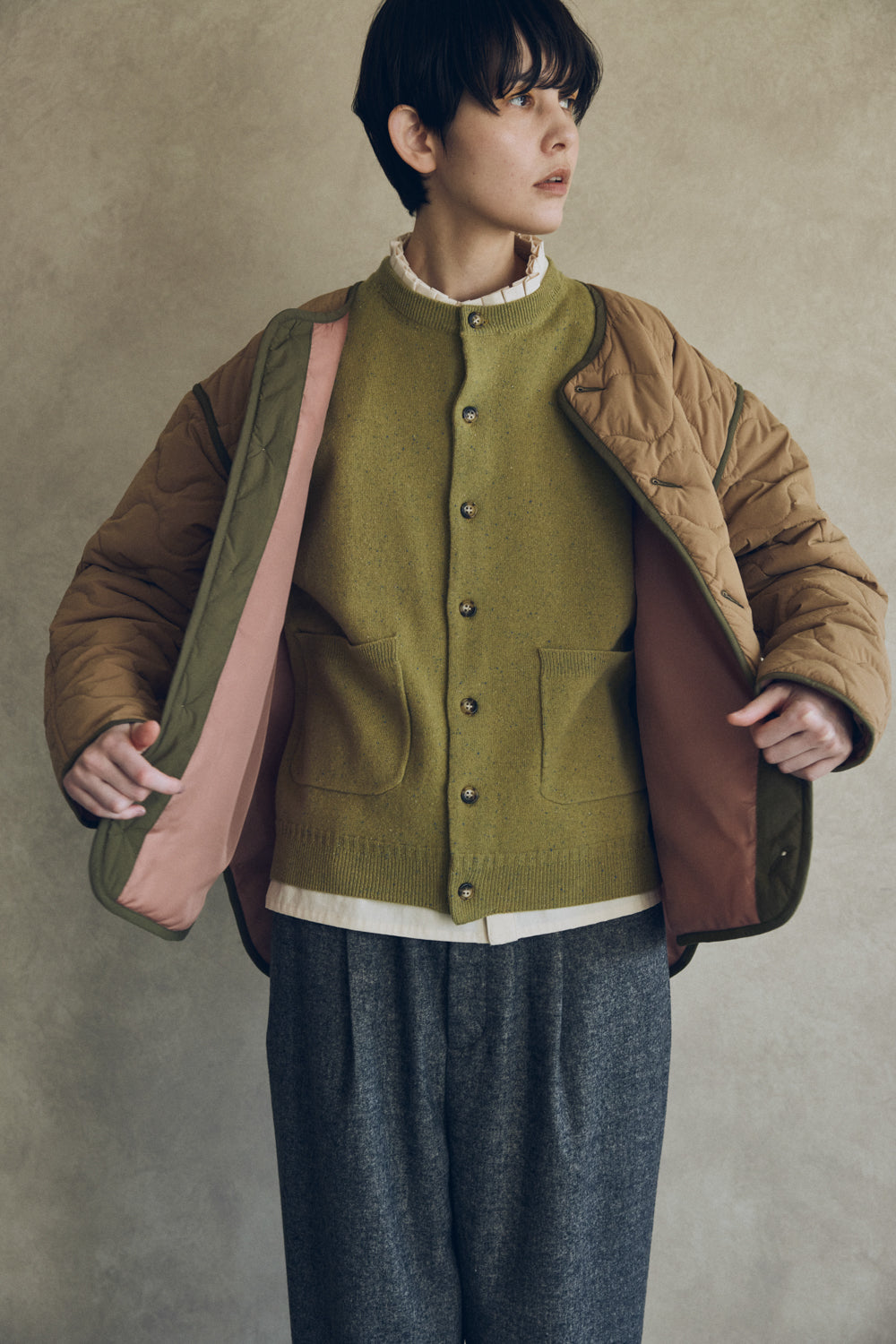 YARRA NEU sorona中綿配色キルティングジャンパー NU-5557-427