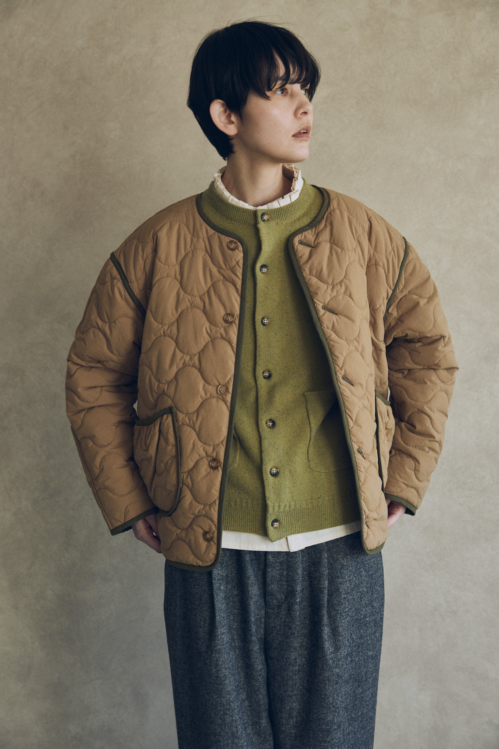YARRA NEU sorona中綿配色キルティングジャンパー NU-5557-427