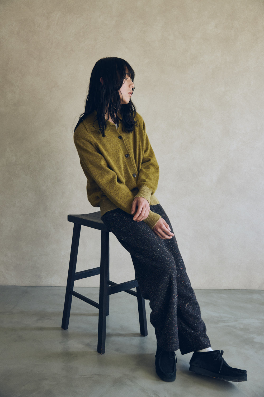 YARRA NEU ペルーアルパカニットタートルカーディガン NU-5542-407