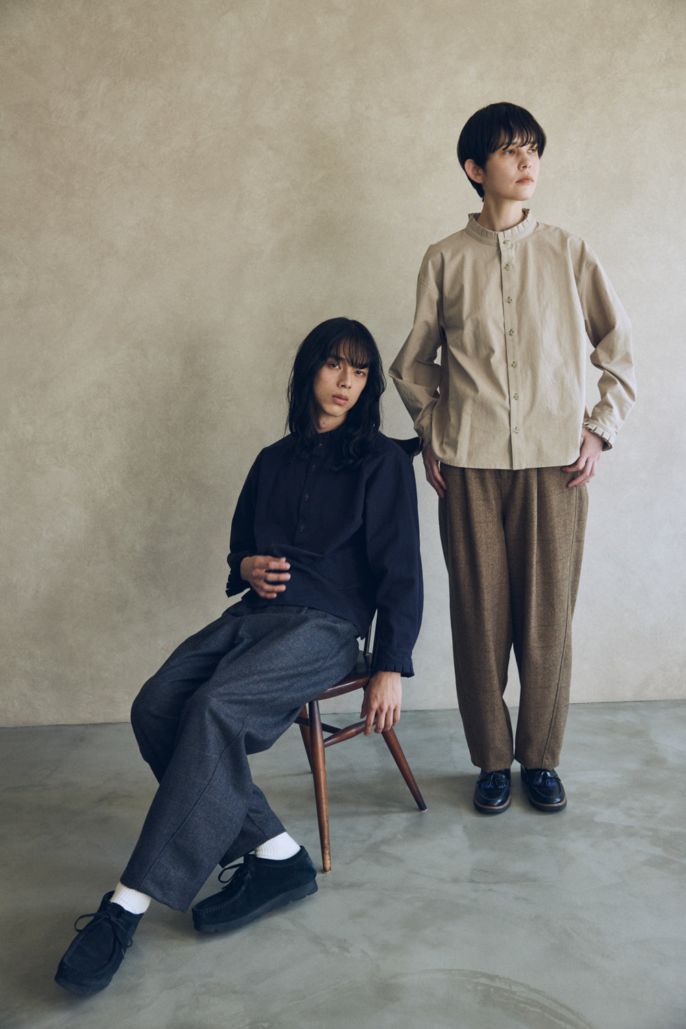 YARRA NEU W混チェックカーブパンツ NU-5555-426