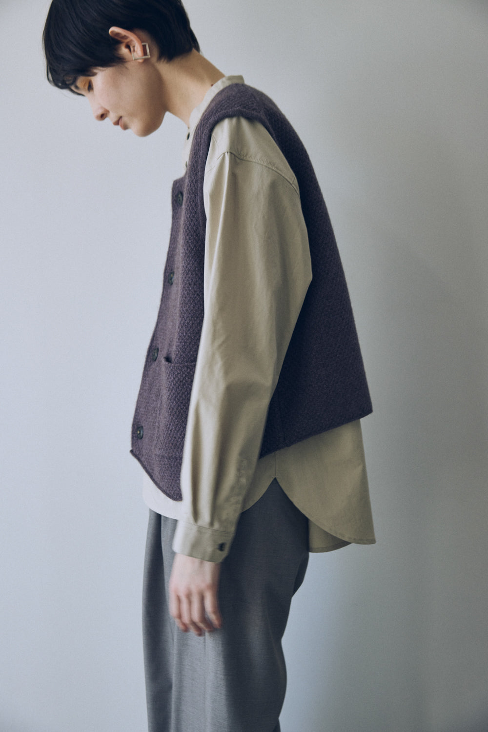 YARRA NEU　ヤクウール鹿の子編ニットベスト　NU-5548-408