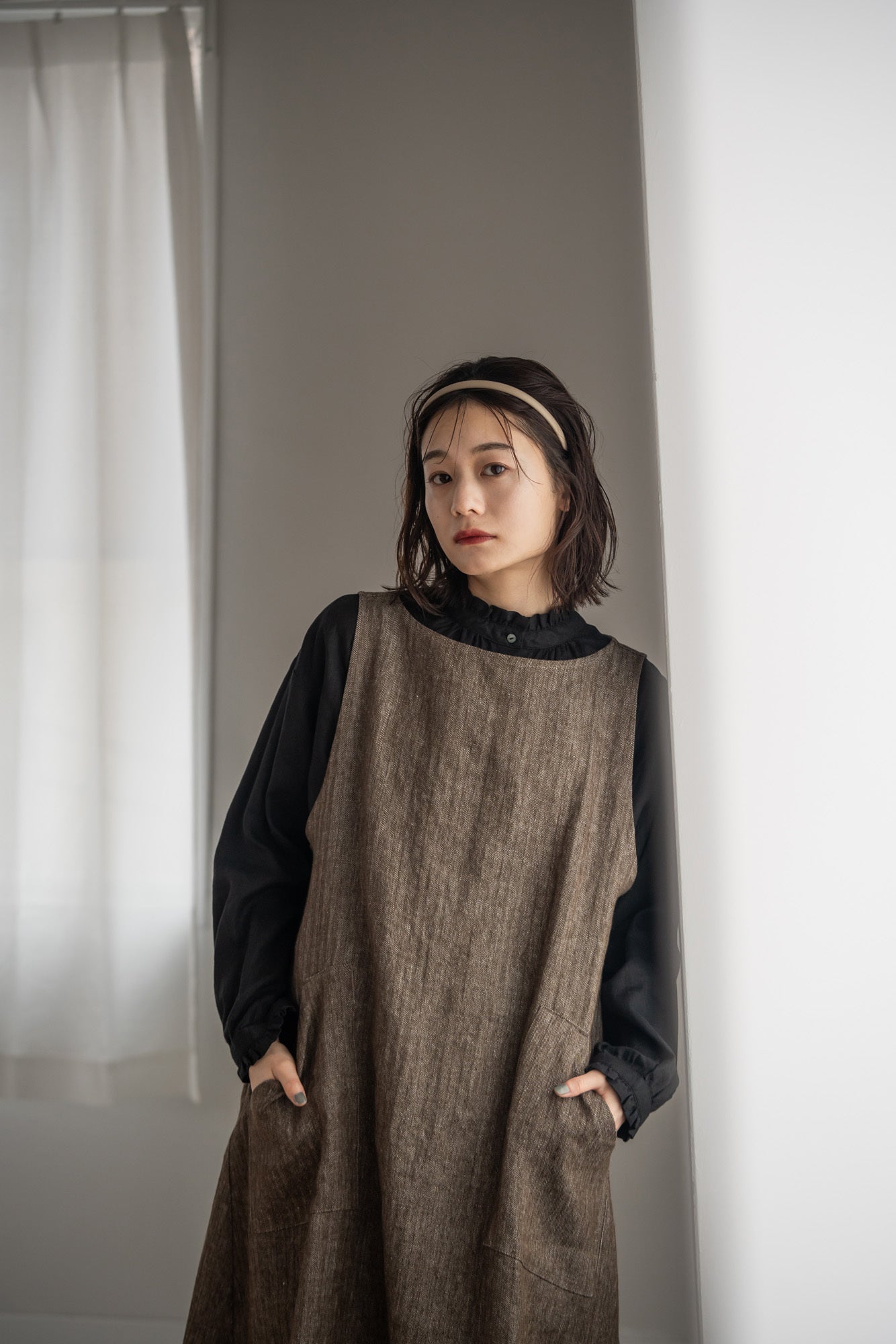 YARRA へリンボンポケットジャンパースカート YR-1544-206