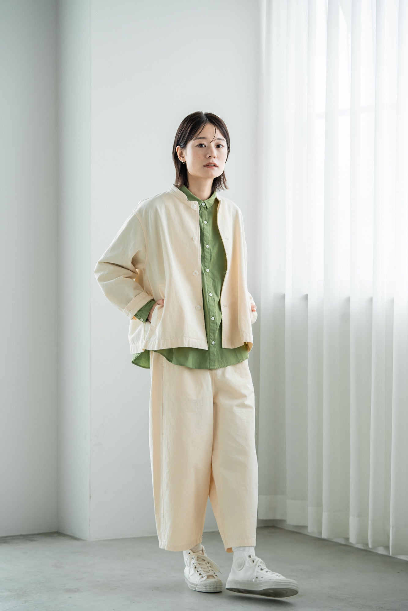 YARRA　綿１００ワッシャー８分丈パンツ　YR-1415-223
