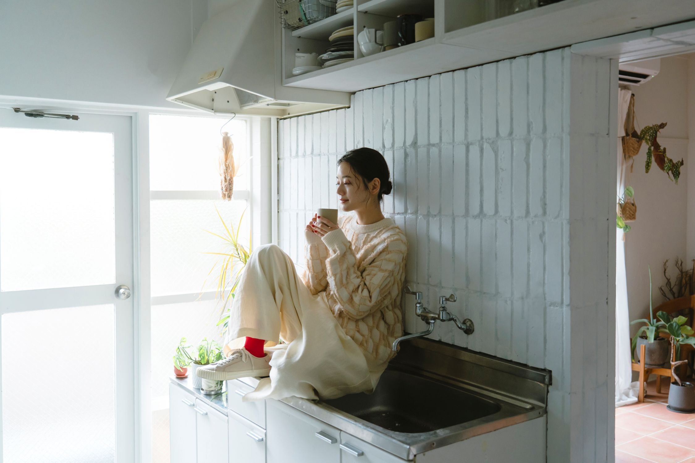 美品douxbleuドゥーブルーナイロンウェザースプリングコートブルー douxbleu