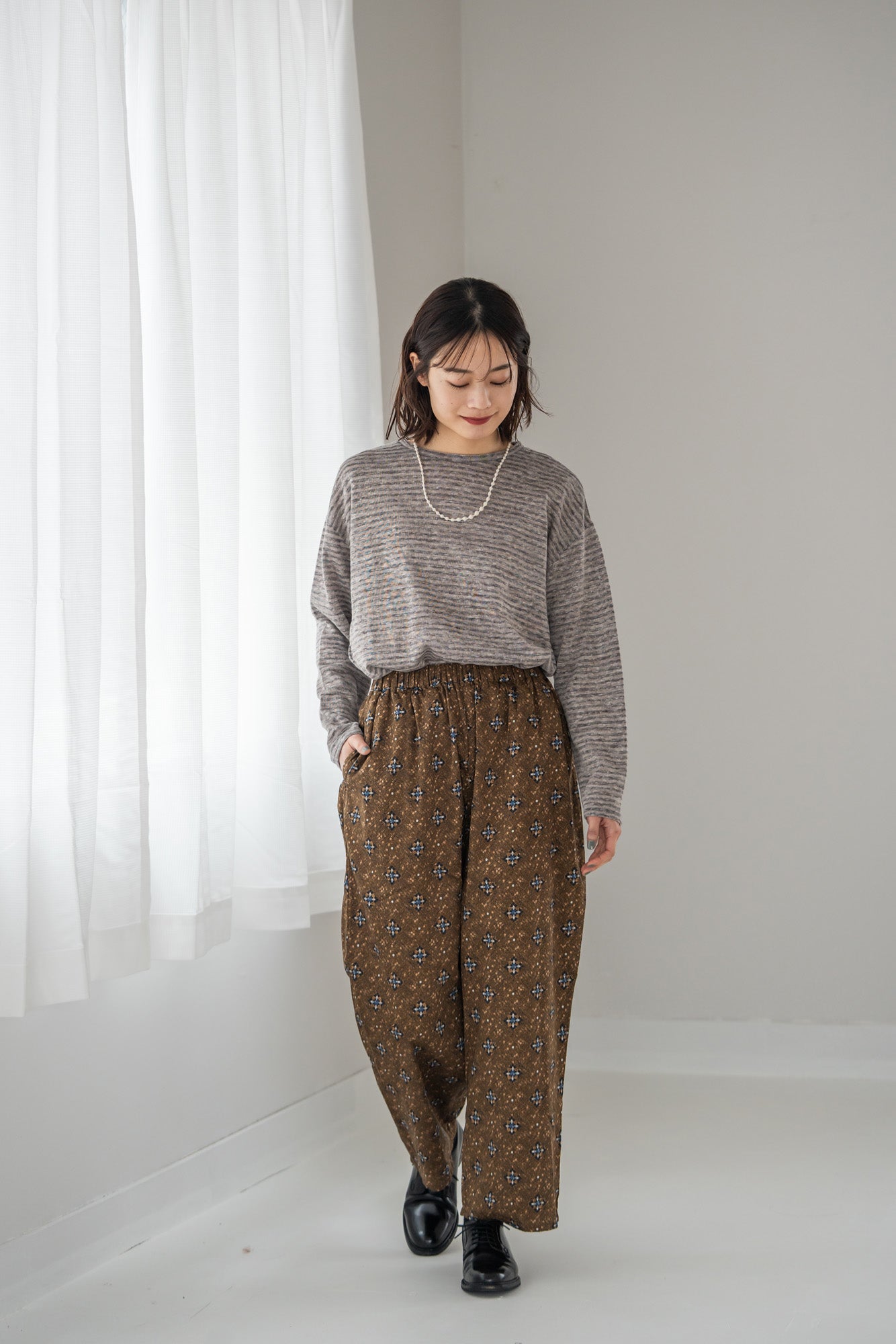 YARRA　リネンコットンボーダーカットソー　YR-1541-201