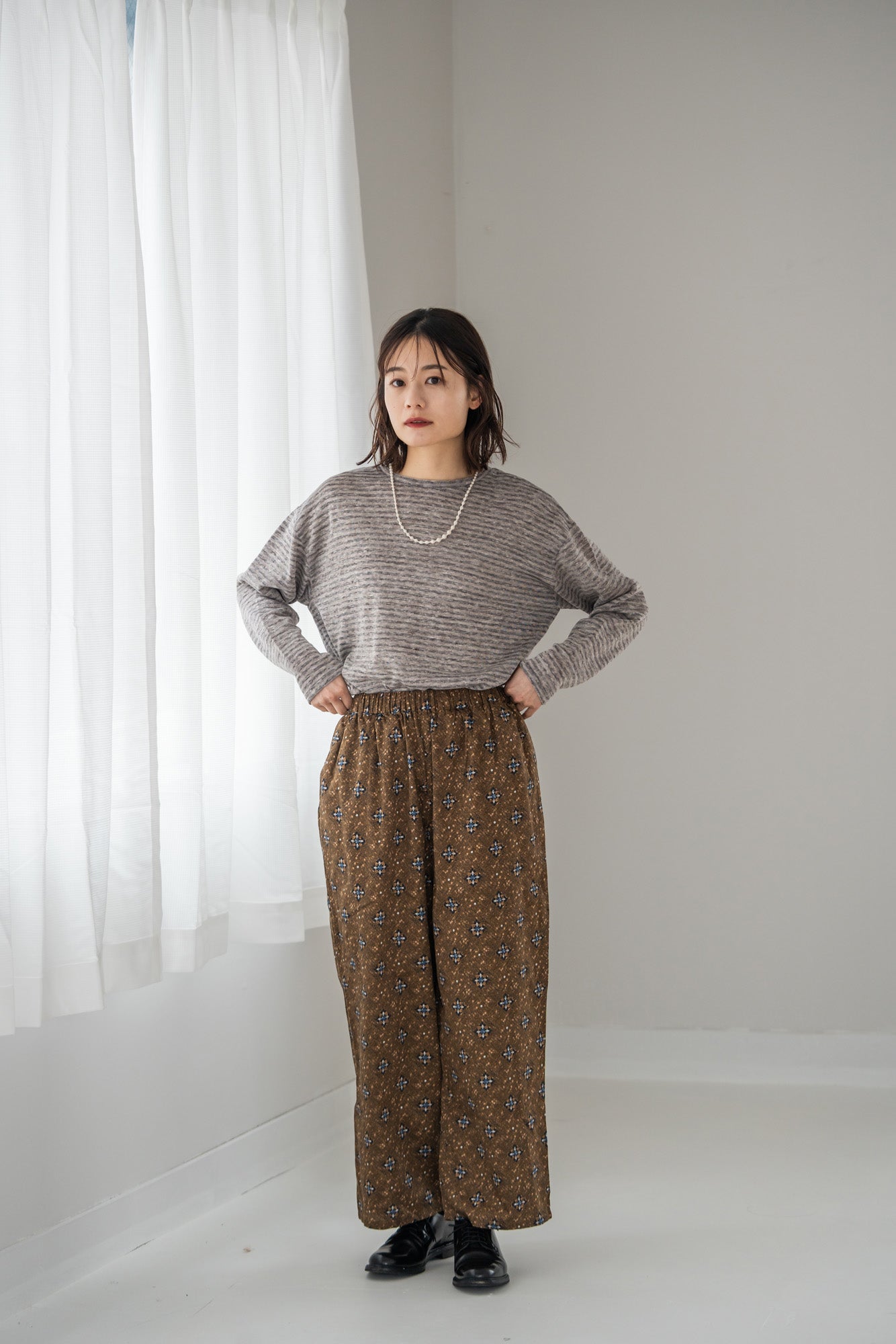 YARRA　リネンコットンボーダーカットソー　YR-1541-201