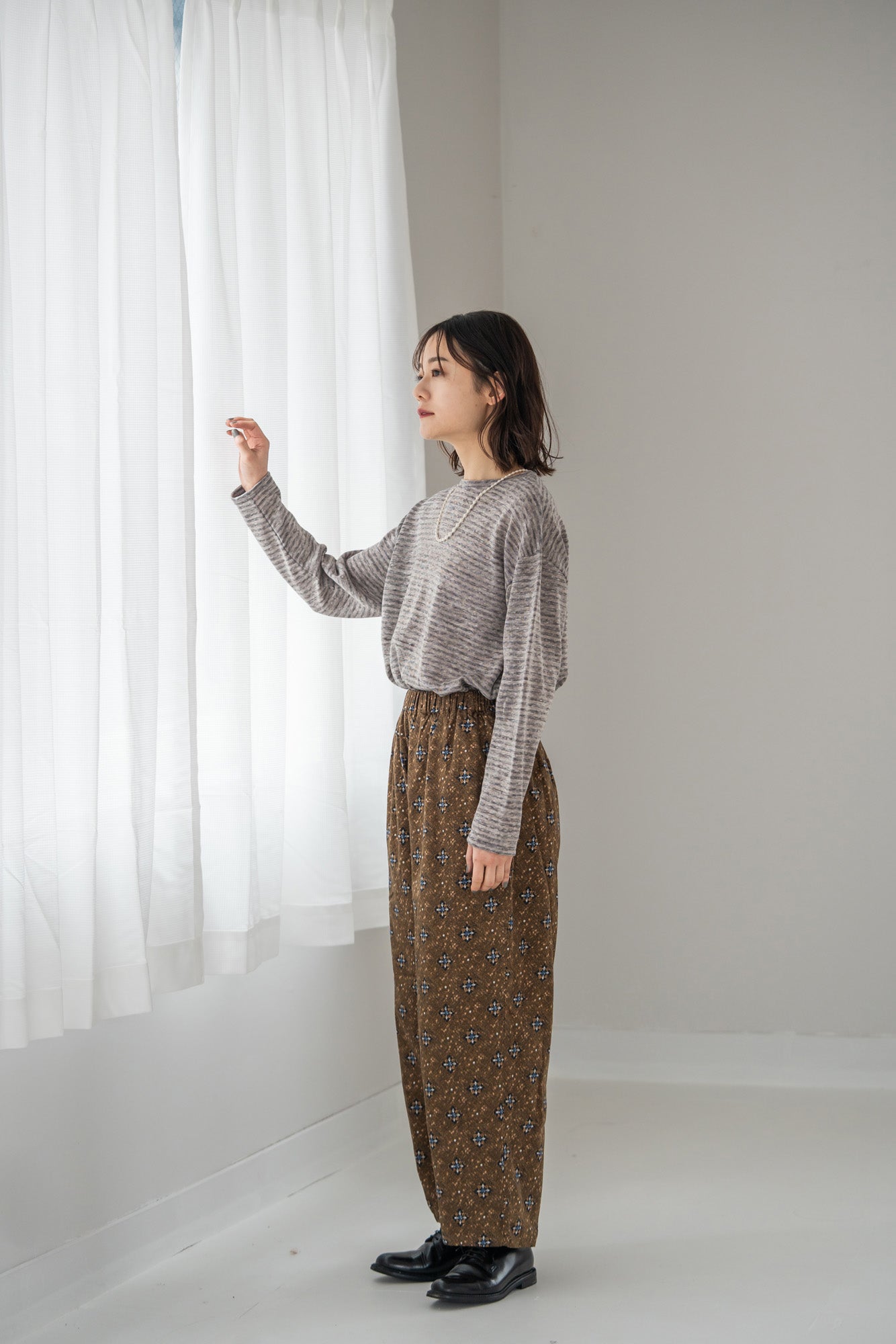 YARRA　リネンコットンボーダーカットソー　YR-1541-201