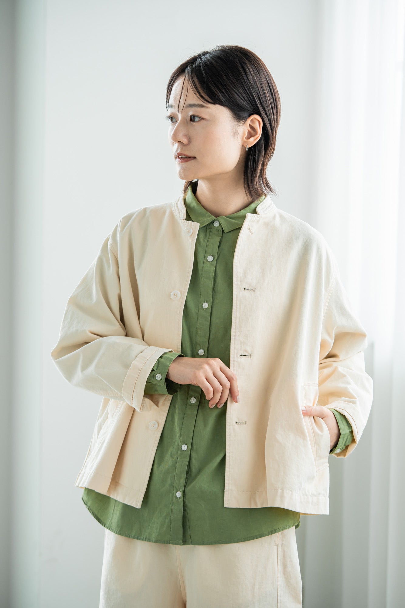 YARRA　綿１００ワッシャーショートジャケット　YR-1417-224
