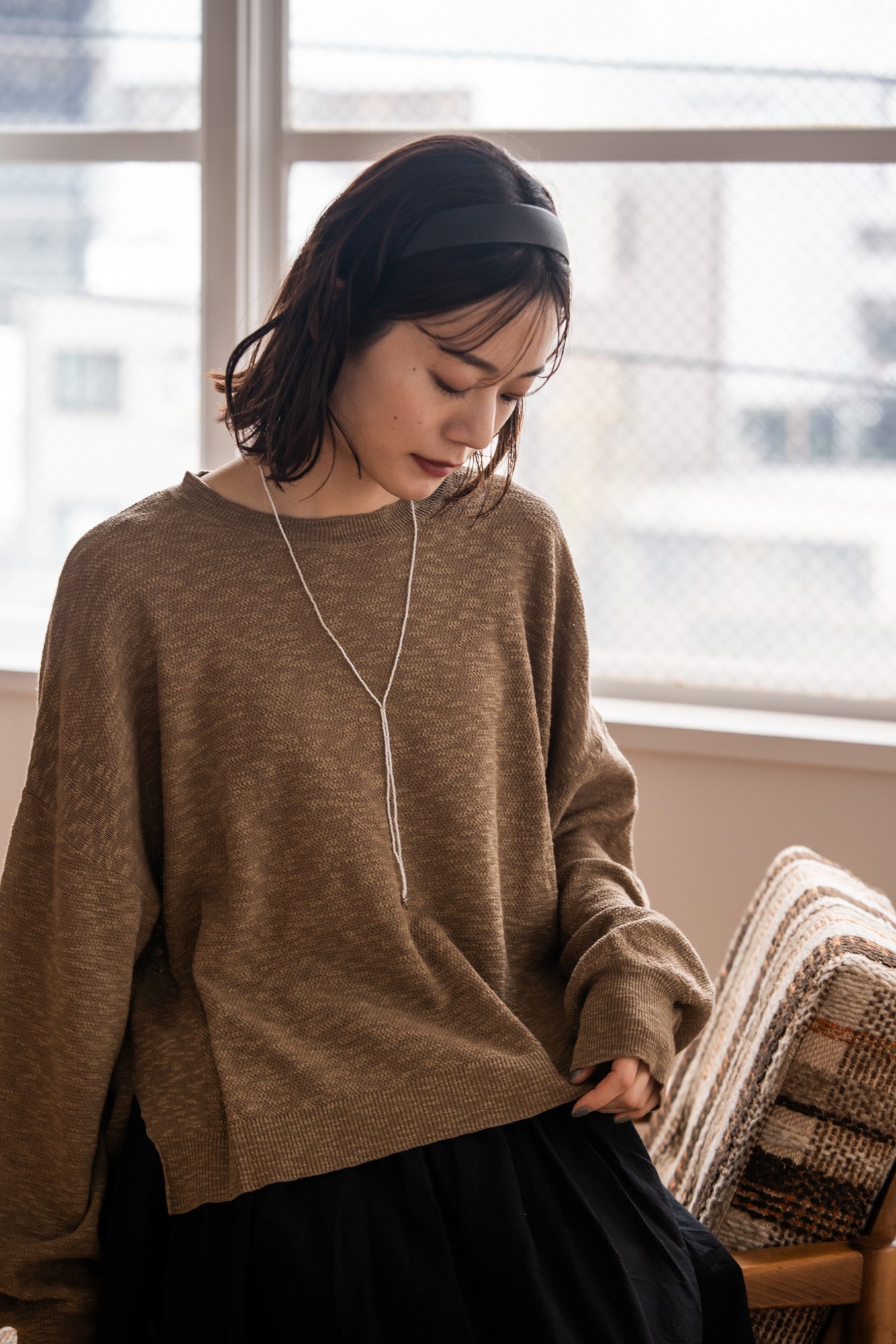 YARRA リネンコットン鹿の子編みニット YR-1542-203