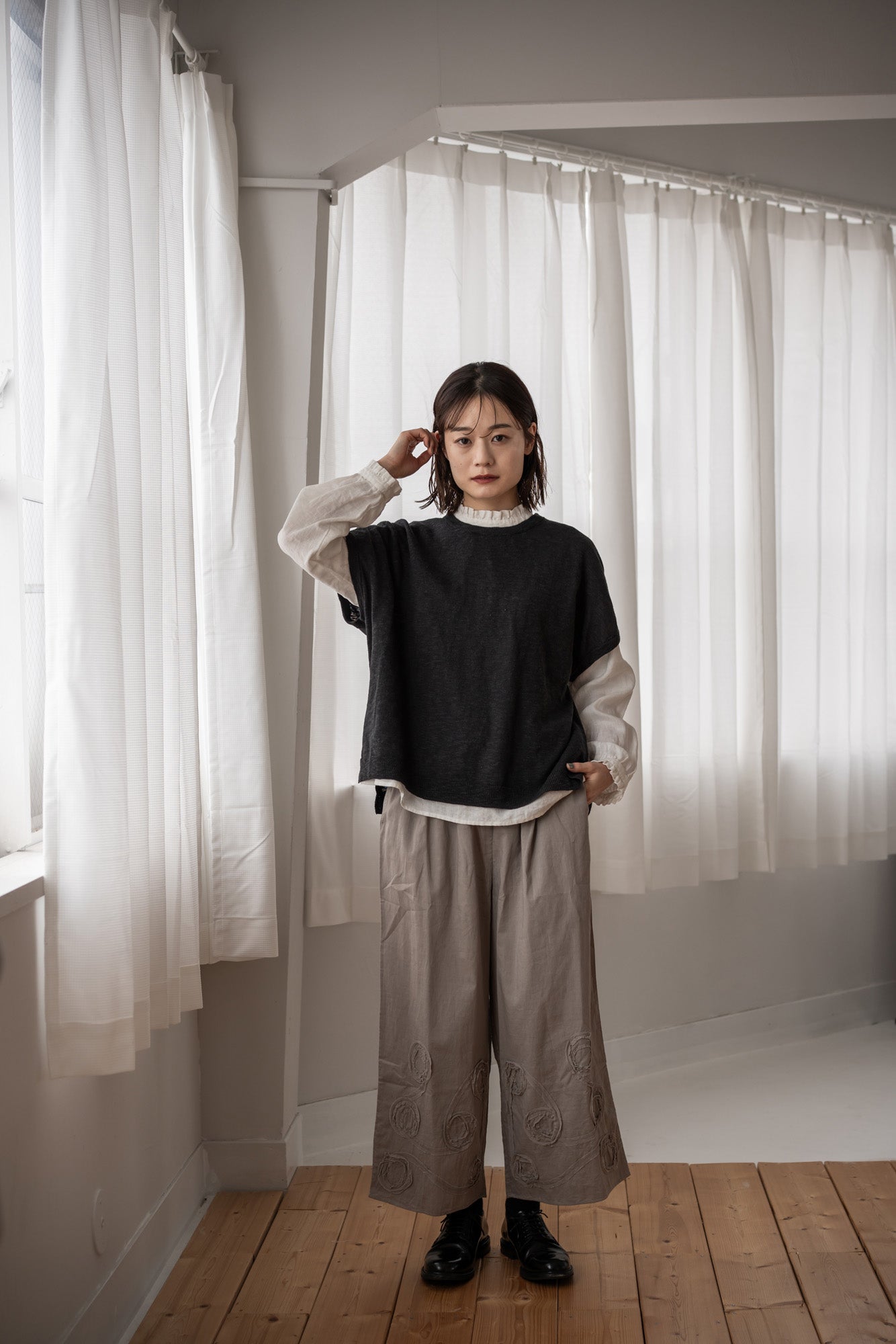 YARRA　INDIAドットテープ刺繍パンツ　YR-1545-209