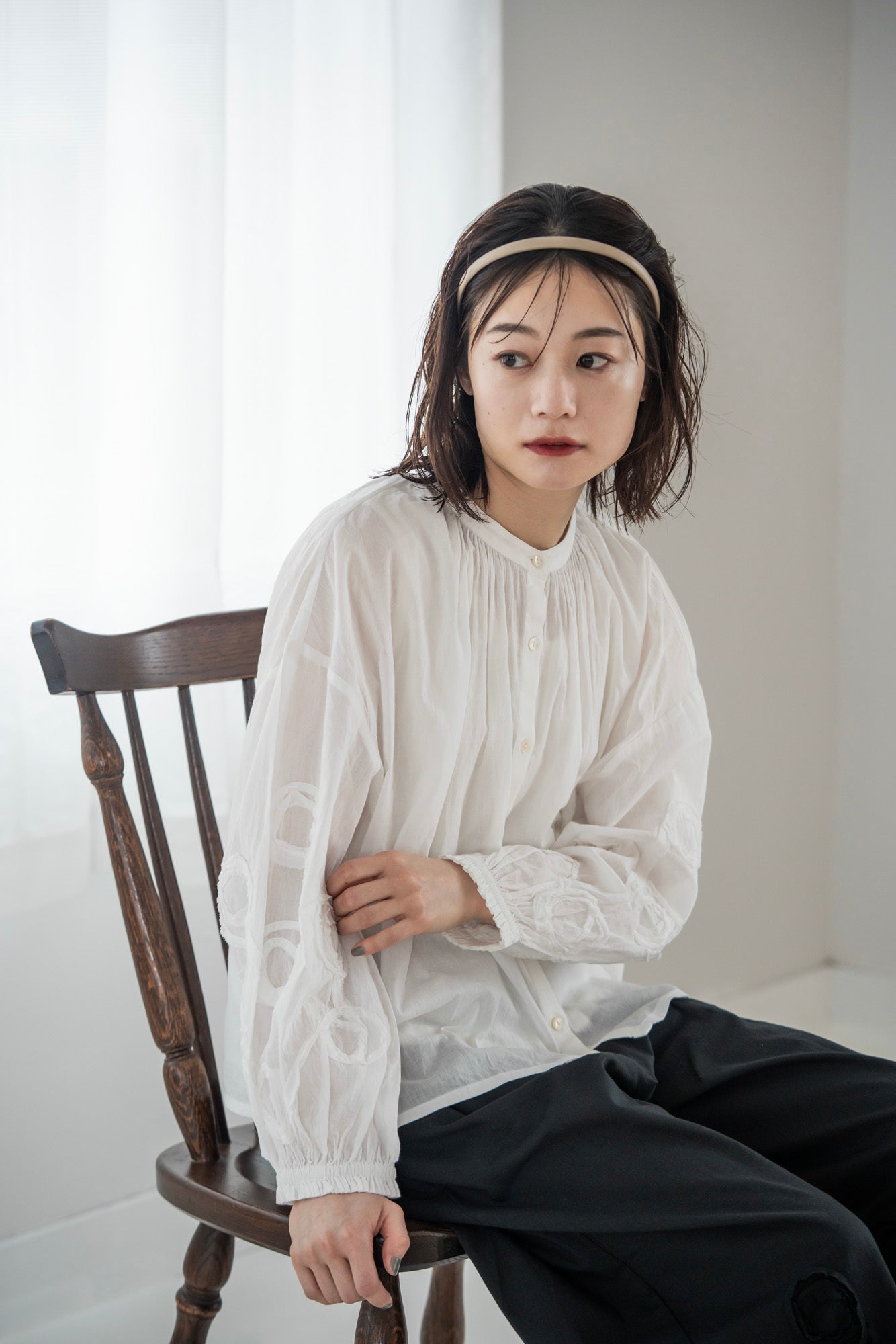 YARRA　INDIAドットテープ刺繍ブラウス　YR-1543-207