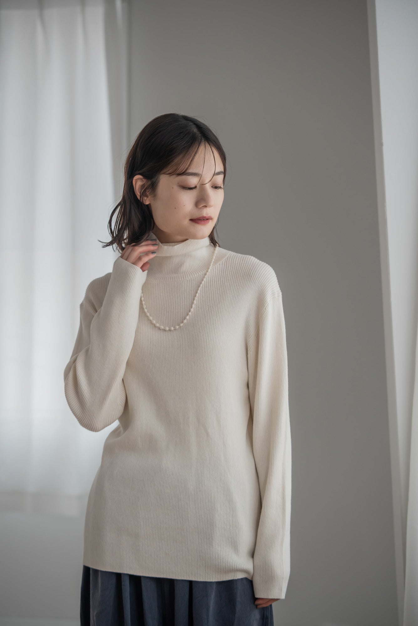 YARRA 綿カシミヤタートルリブニット YR-1542-230