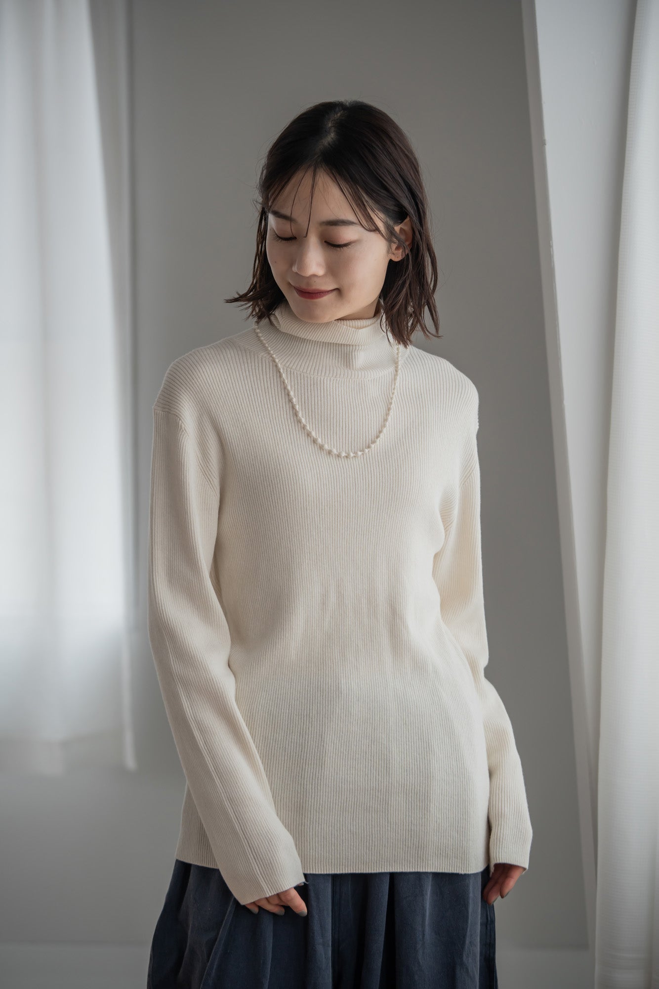 YARRA 綿カシミヤタートルリブニット YR-1542-230