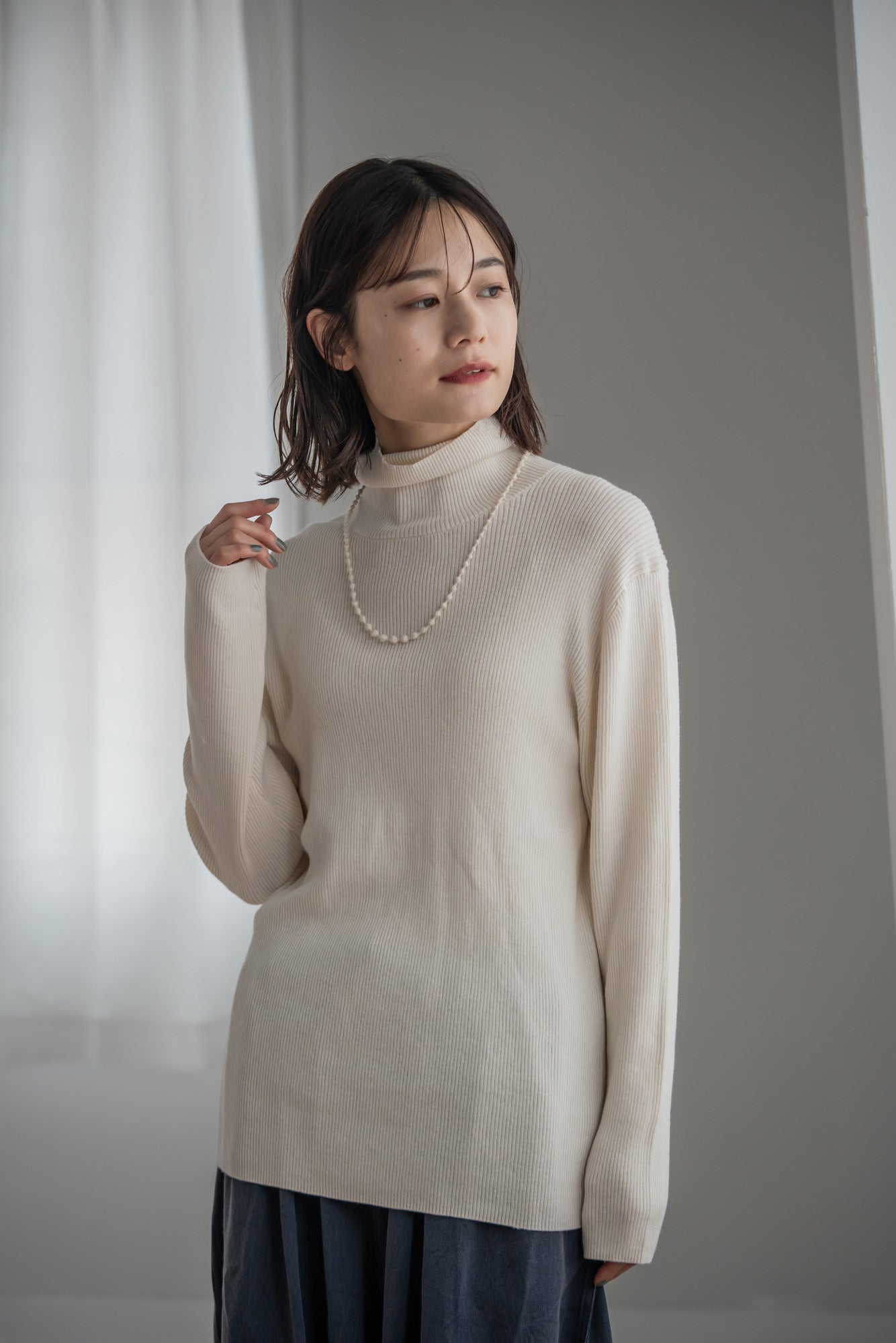 YARRA　綿カシミヤタートルリブニット　YR-1542-230