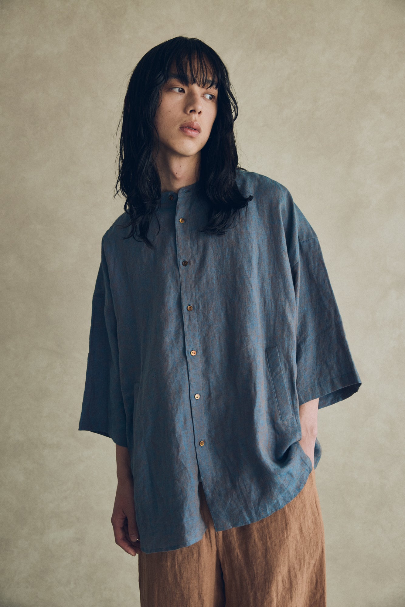 YARRA NEU BIGMIXリネンチュニックシャツ NU-5533-448