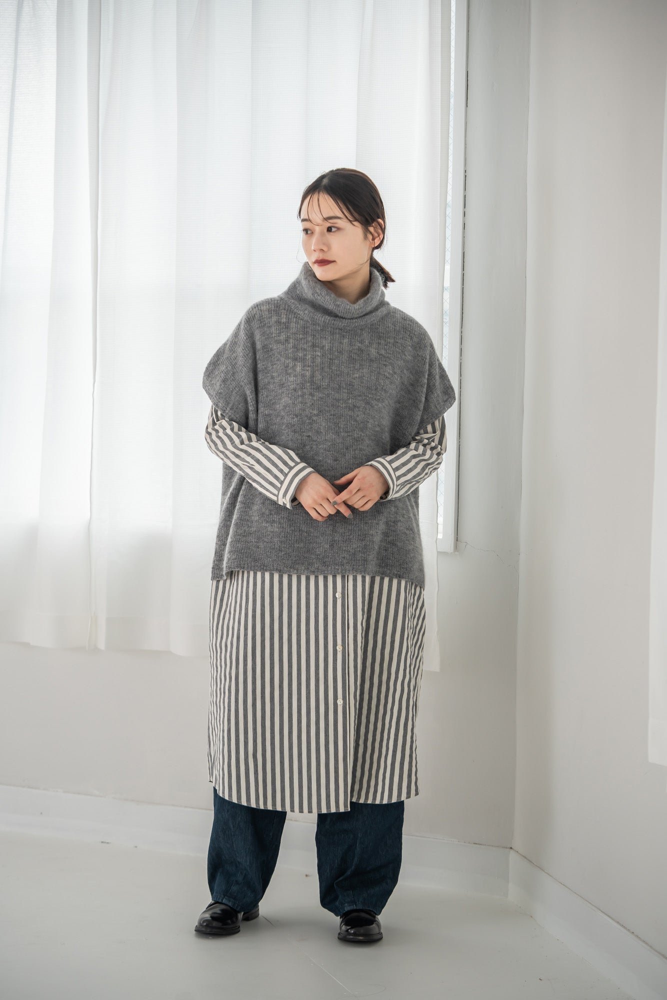 YARRA モヘアブレンドタートルニットベスト YR-1548-227