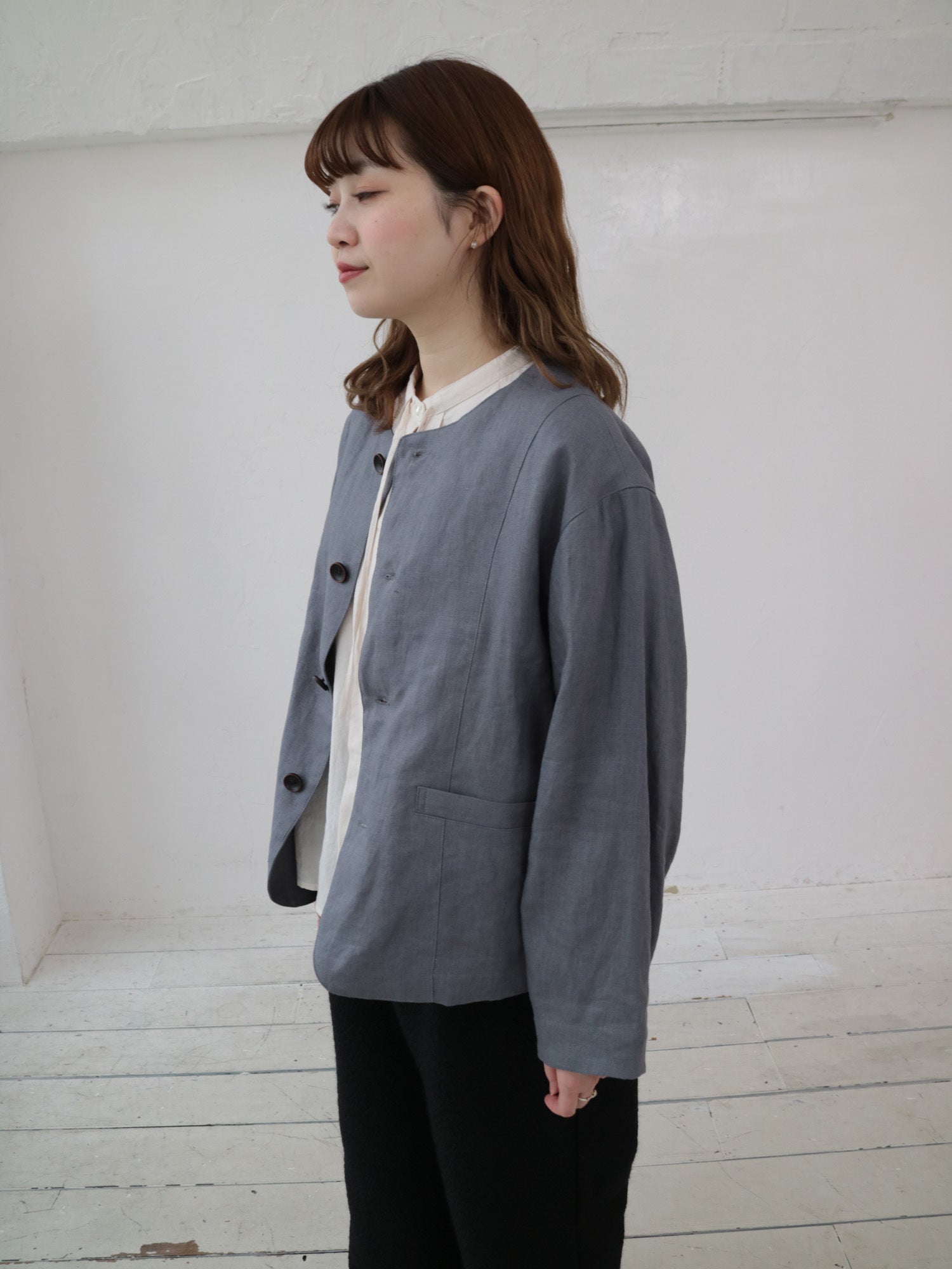 YARRA　リネン100ノーカラージャケット　YR-1547-215