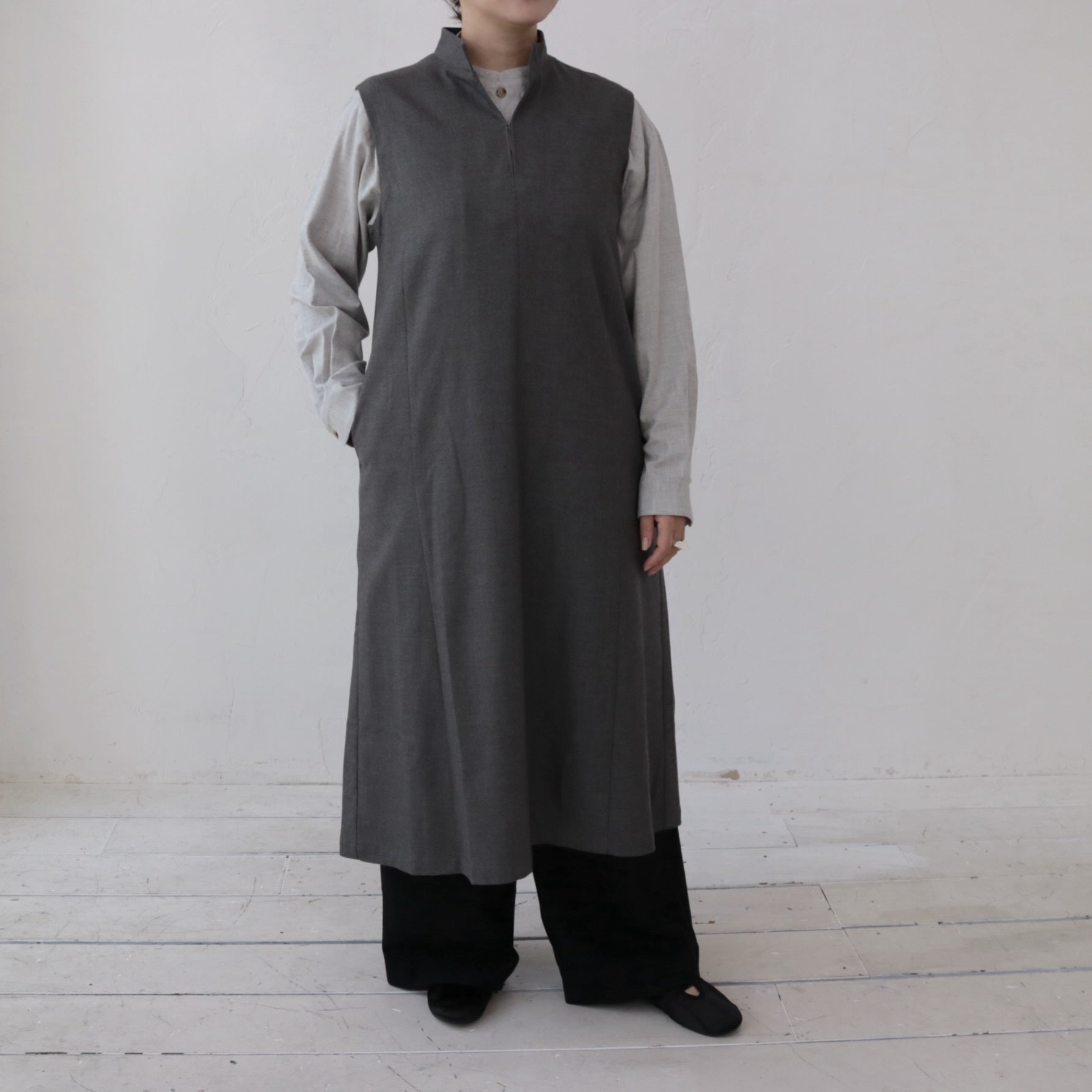 YARRA NEU　ウール混Aラインワンピース　NU-5454-430