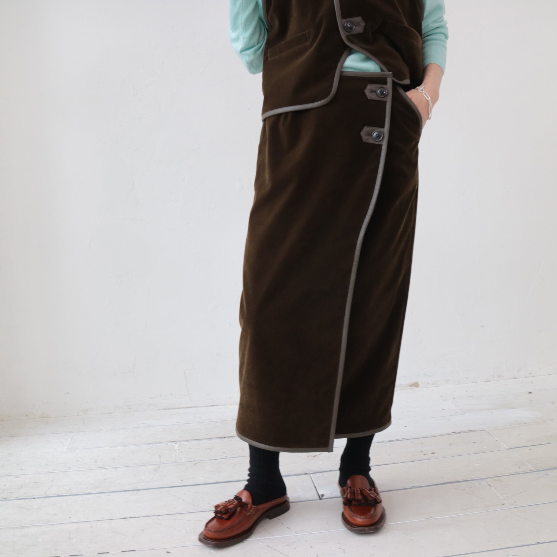 doux bleu　ベロアパイピングスカート　DB-2456-063