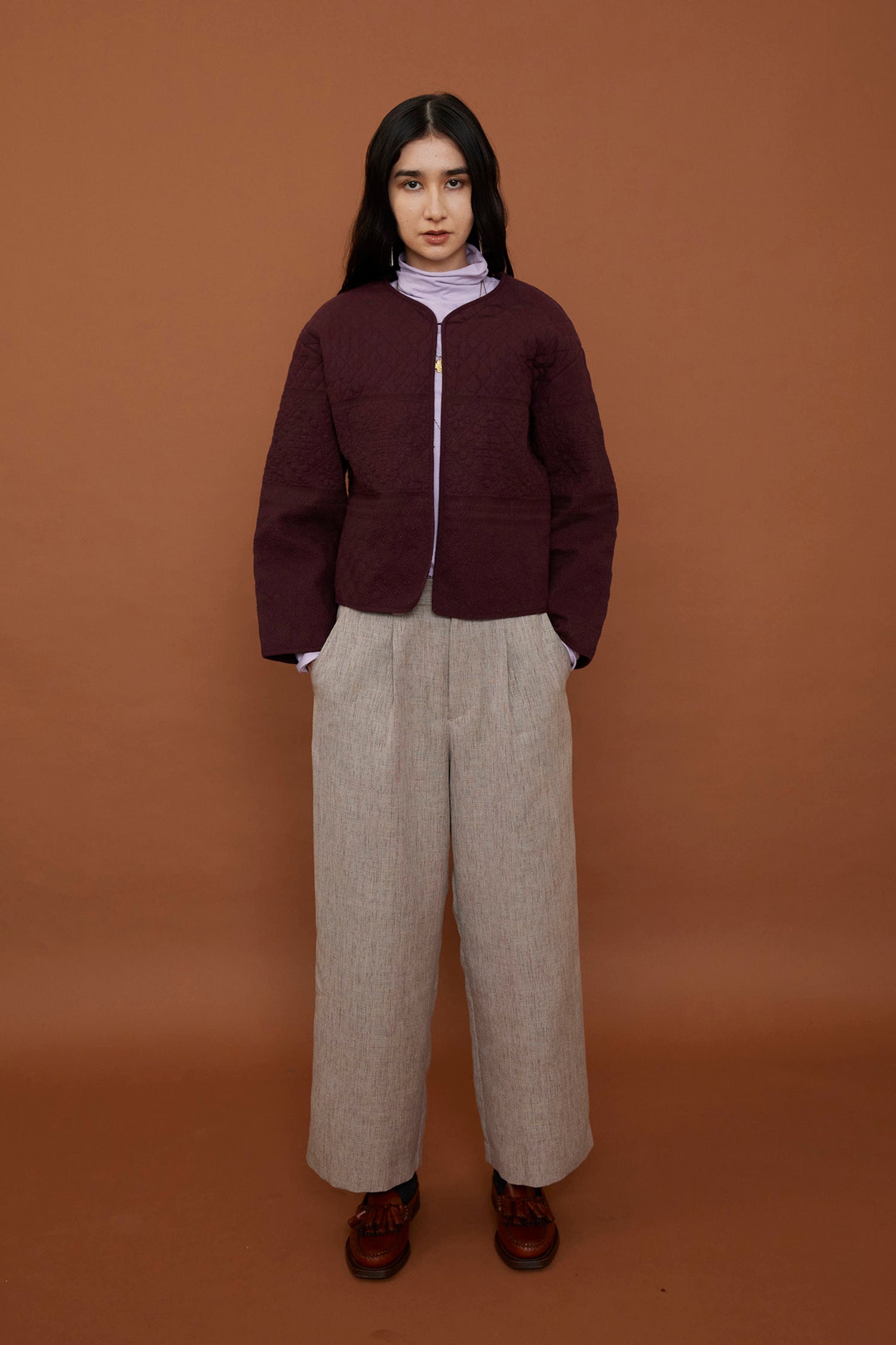 doux bleu　ポリエステルリネンツイードパンツ　DB-2445-026