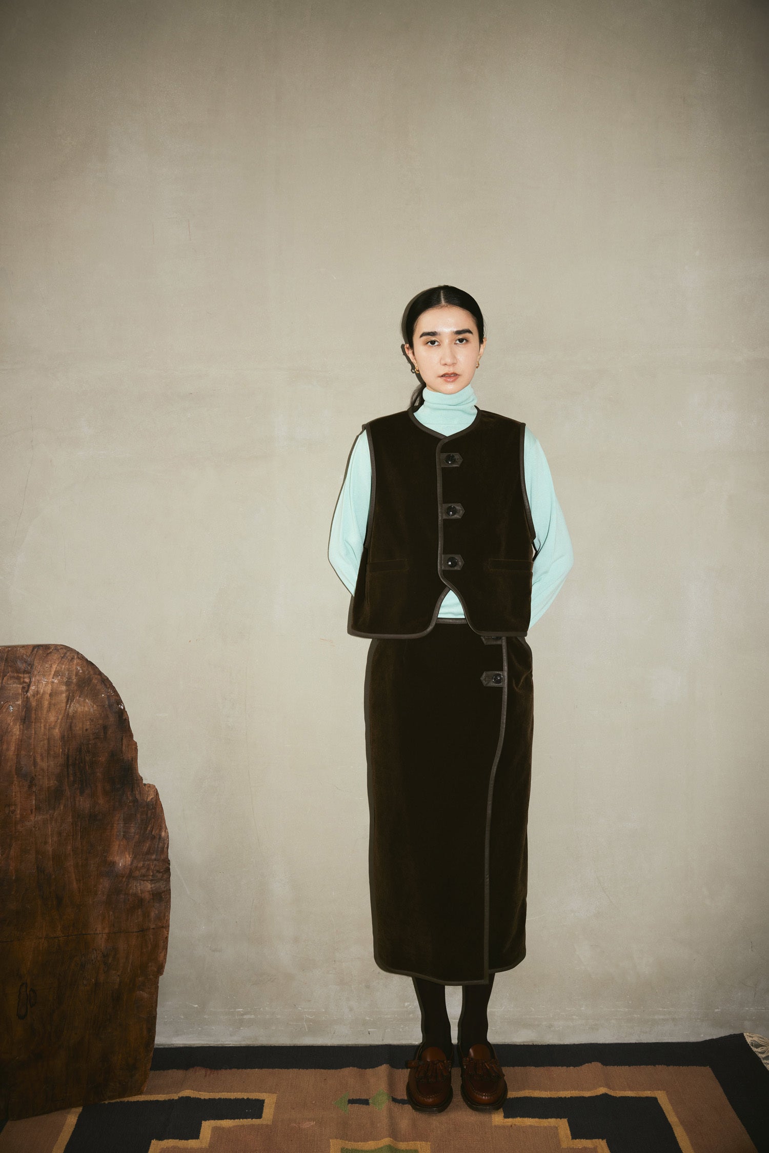 doux bleu　ベロアパイピングスカート　DB-2456-063