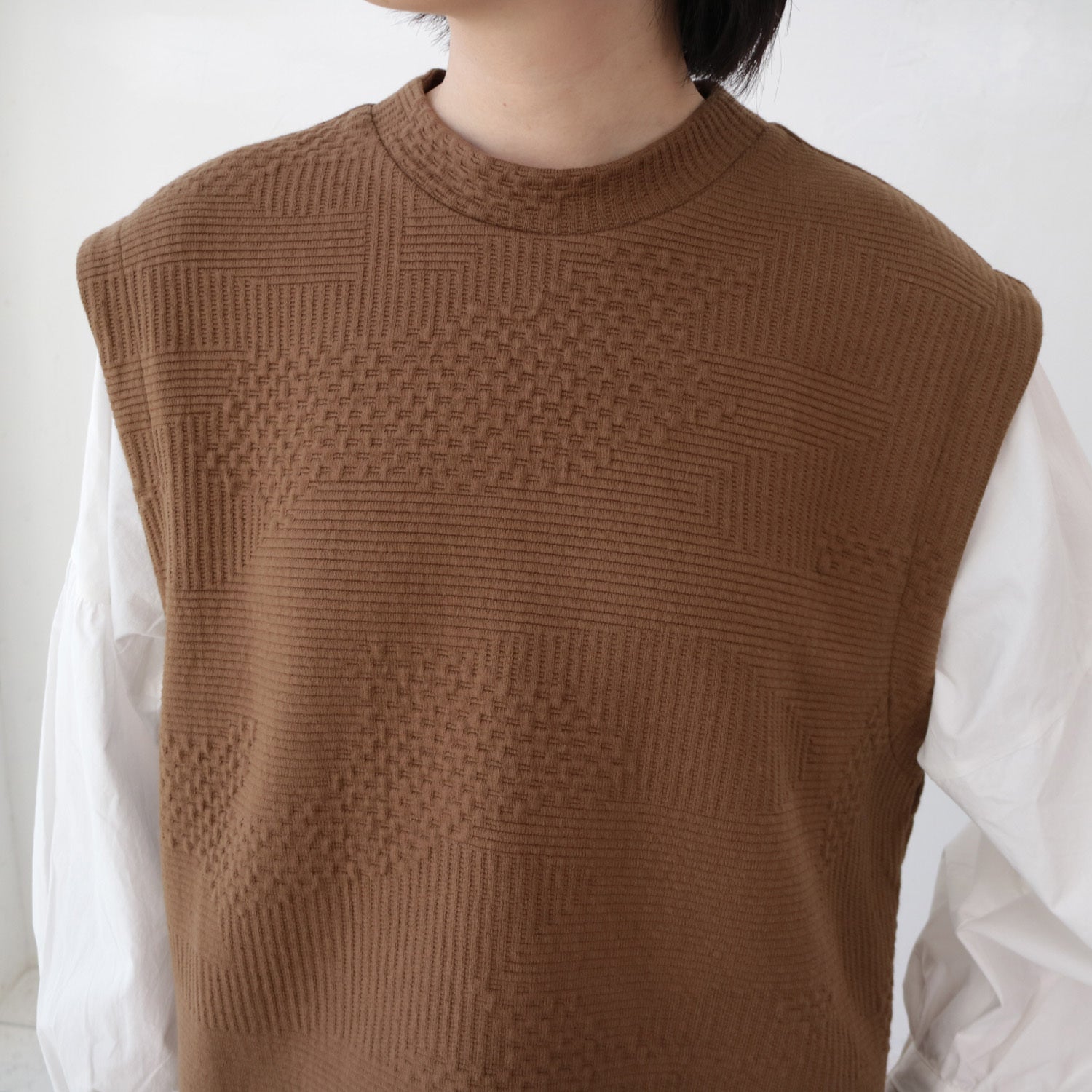 YARRA NEU　布帛コンビベスト風トップス　NU-5441-404