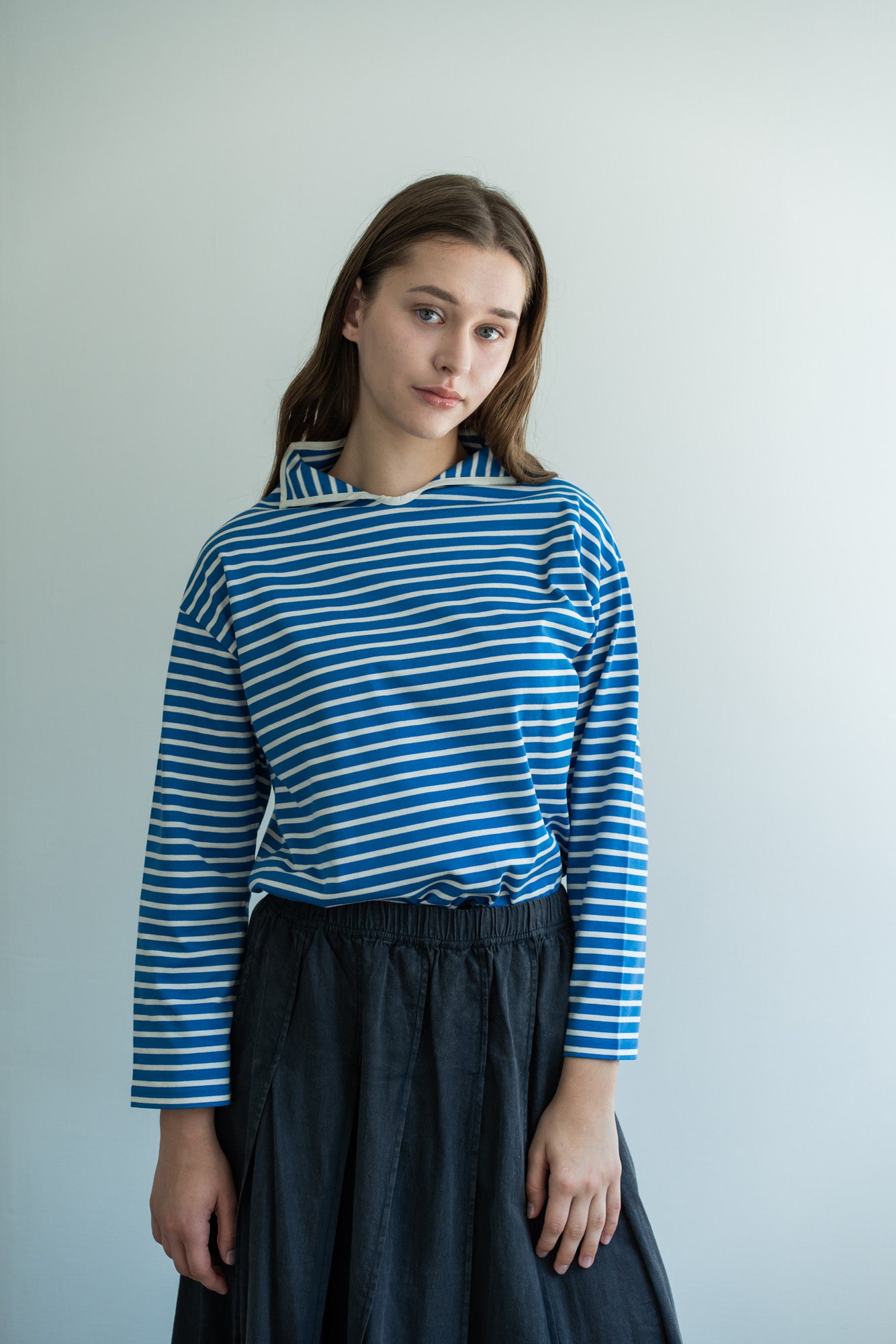 YARRA　ロールカラーボーダーカットソー　YR-1611-219